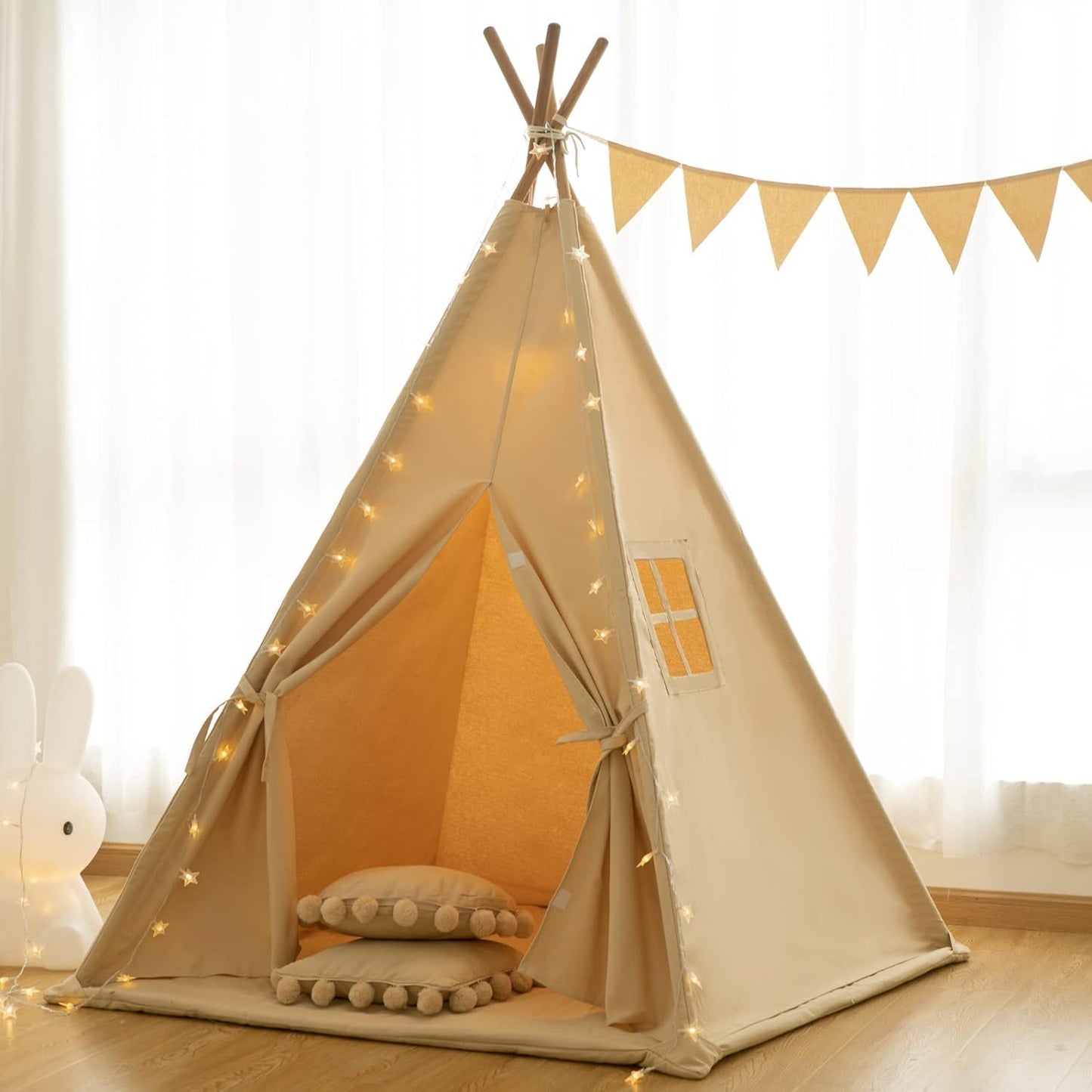 RongFa Teepee Tent for Kids – Portable Play Tent (Apricot)