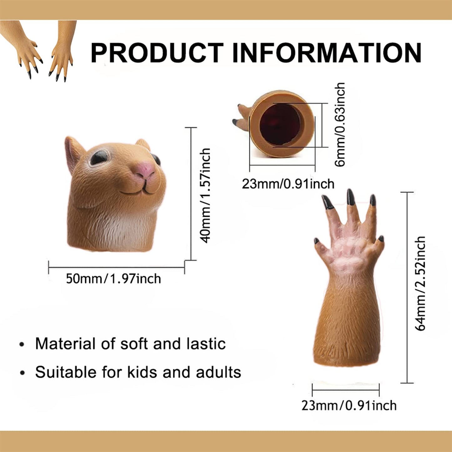 RONIAVL Squirrel Finger Puppet – Soft Odorless Toy for Storytelling & Play