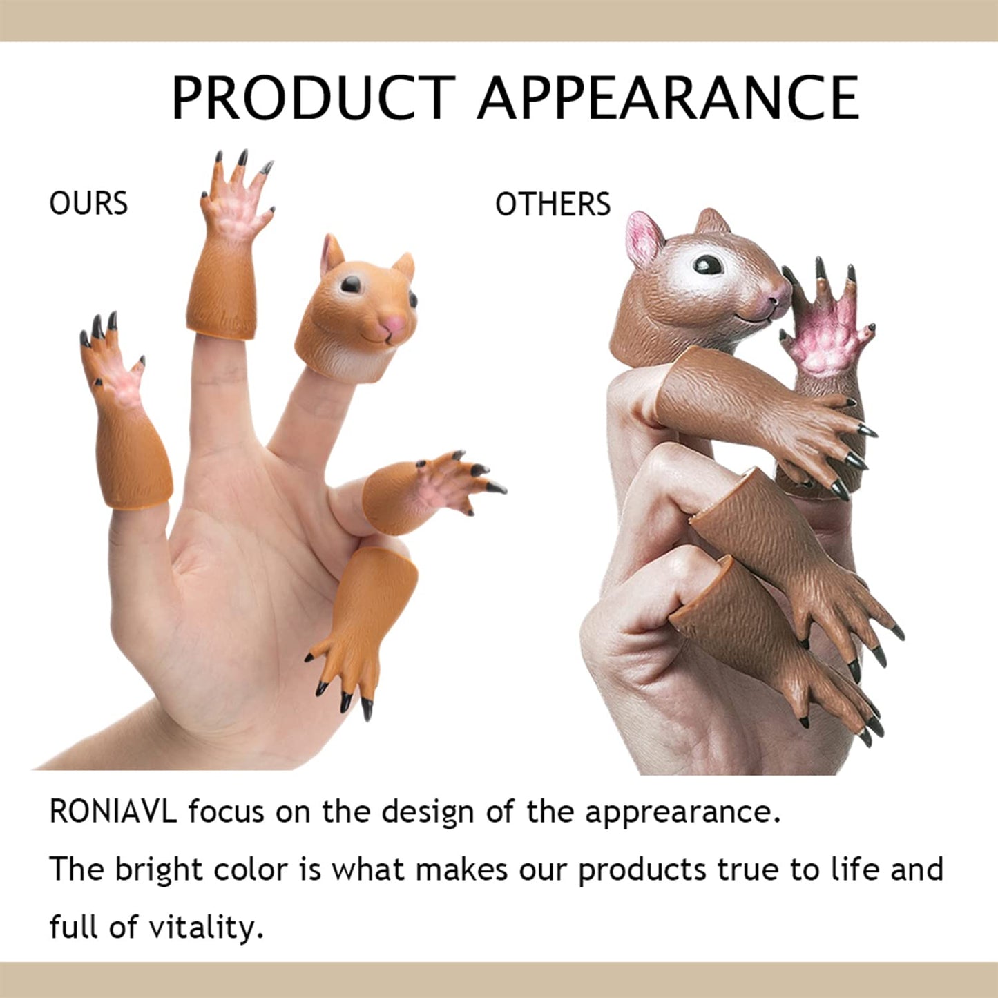 RONIAVL Squirrel Finger Puppet – Soft Odorless Toy for Storytelling & Play