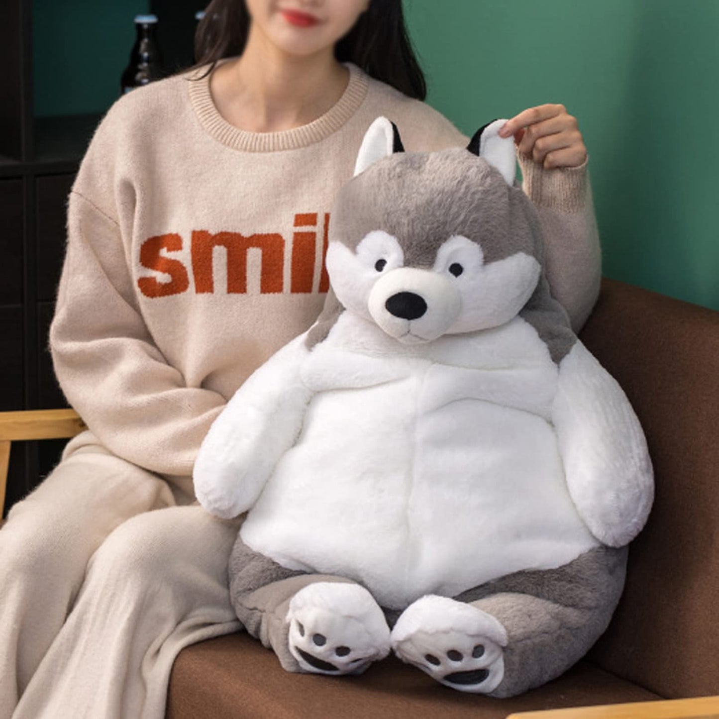 Ronivia Husky Weighted Plush Pillow — Large 21.5in Hugging Plush Toy