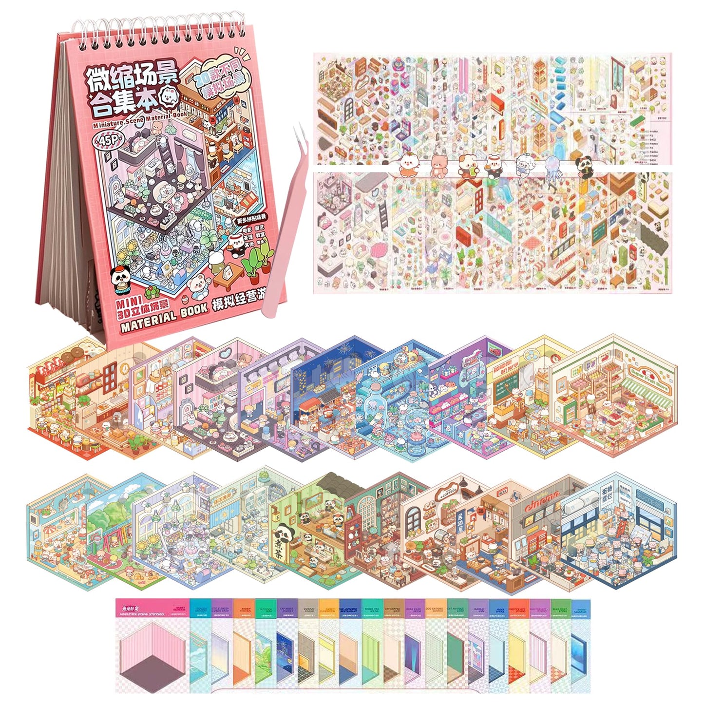 Ronlor 20 Sets 3D Sticker Therapy Scene Kit – DIY House & Space Stickers