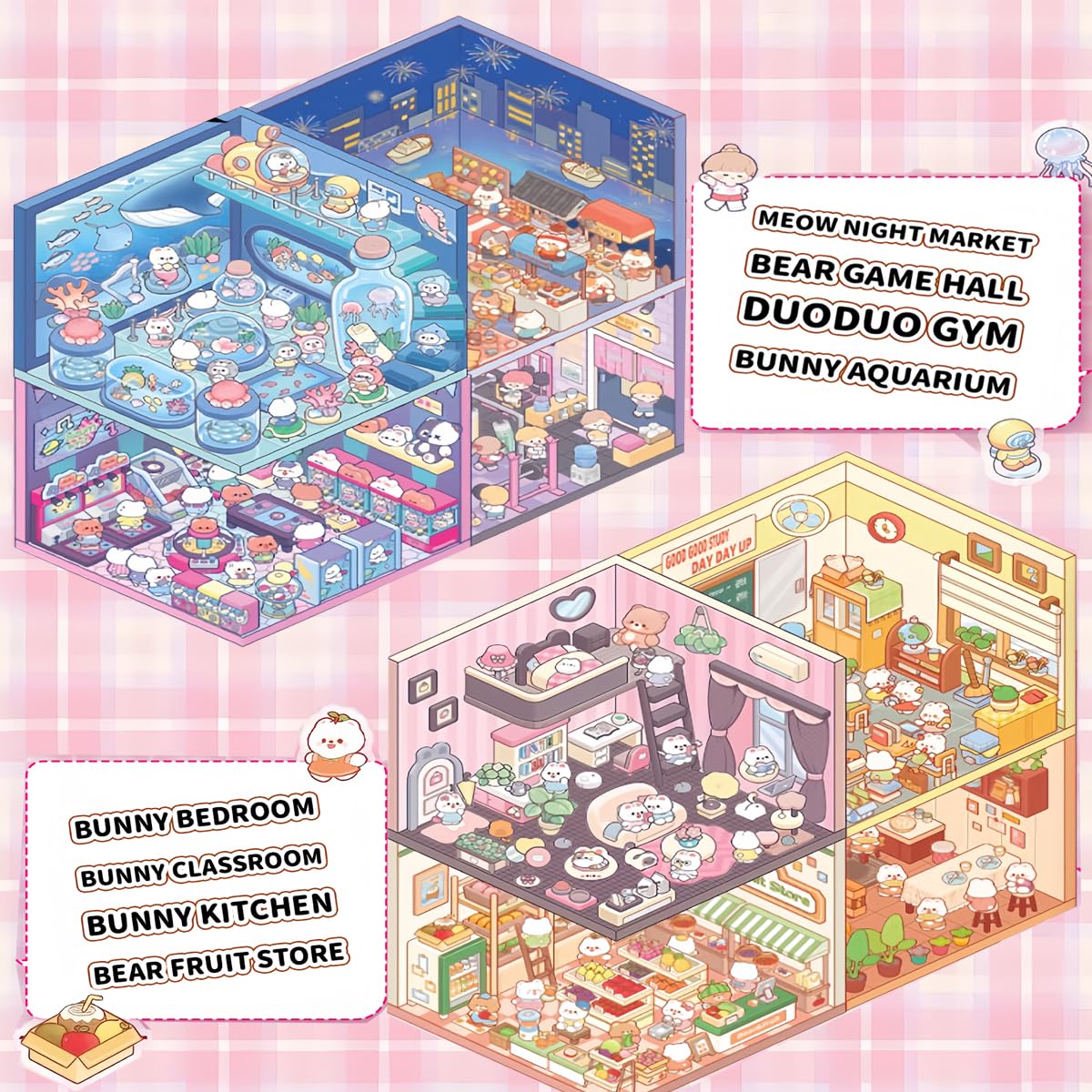 Ronlor 20 Sets 3D Sticker Therapy Scene Kit – DIY House & Space Stickers