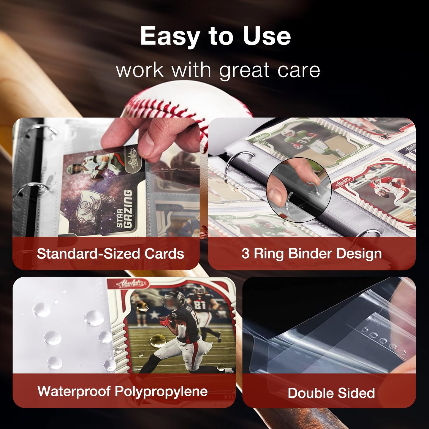 RONMONG Baseball Card Binder — 990-Card Capacity, Sleeves Holder Album (2025–2026)