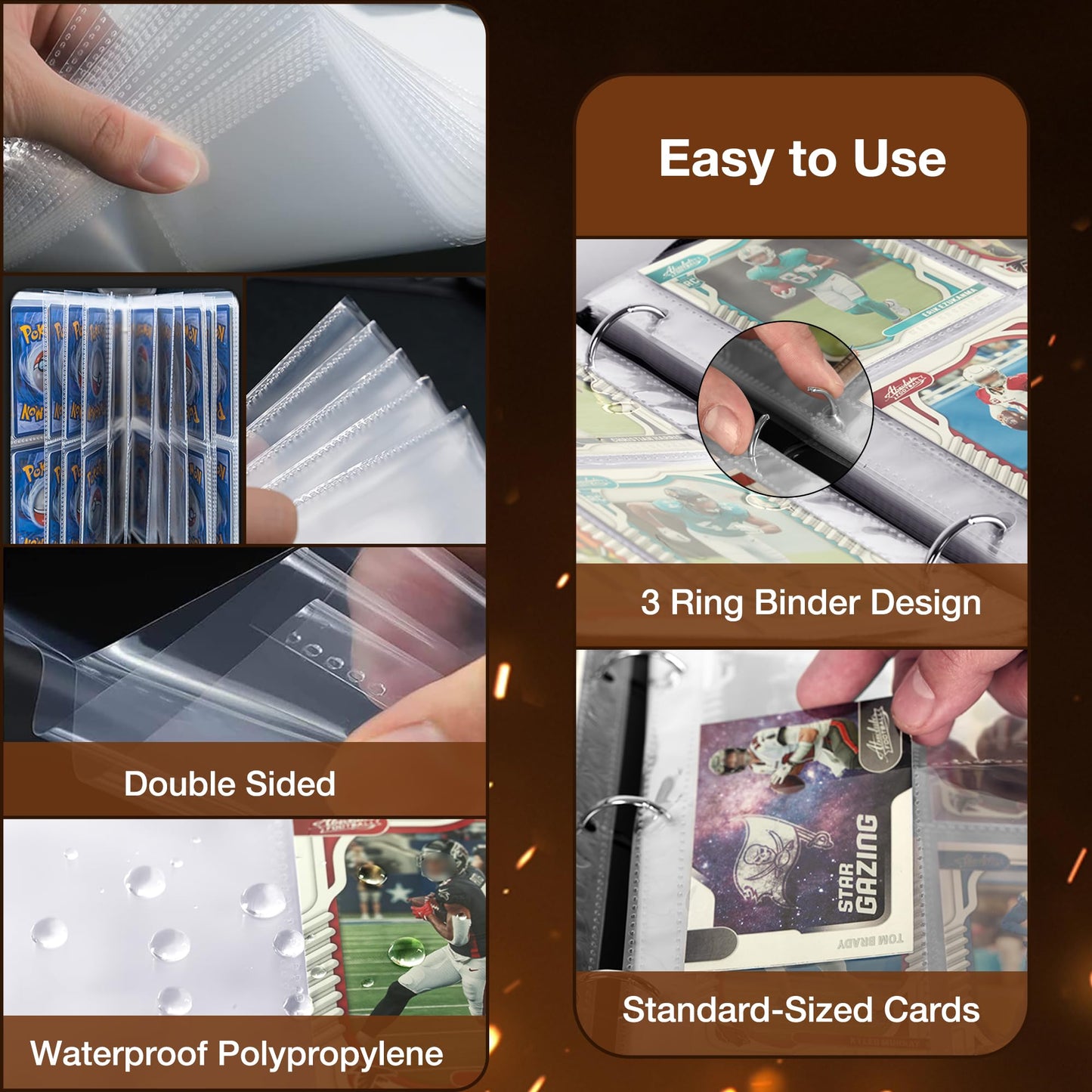 RONMONG Football Card Binder 440 Card Capacity 2025-2026 Album with Sleeves