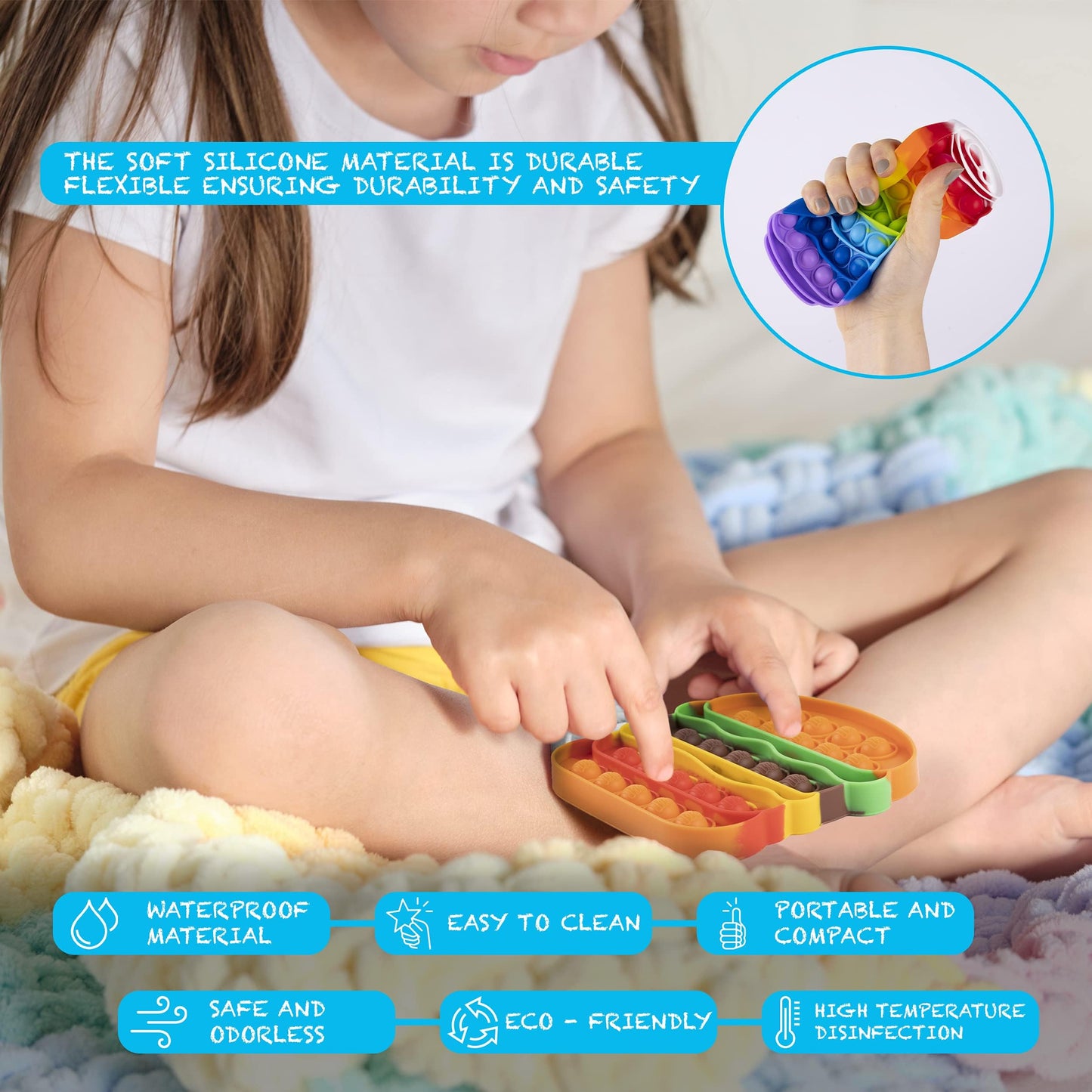 Ronton Pop Its Fidget Toys Pack 4 – Stress Relief Poppers for Kids