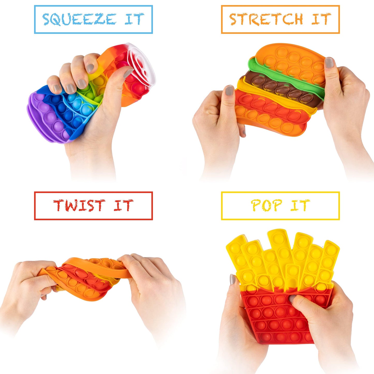 Ronton Pop Its Fidget Toys Pack 4 – Stress Relief Poppers for Kids