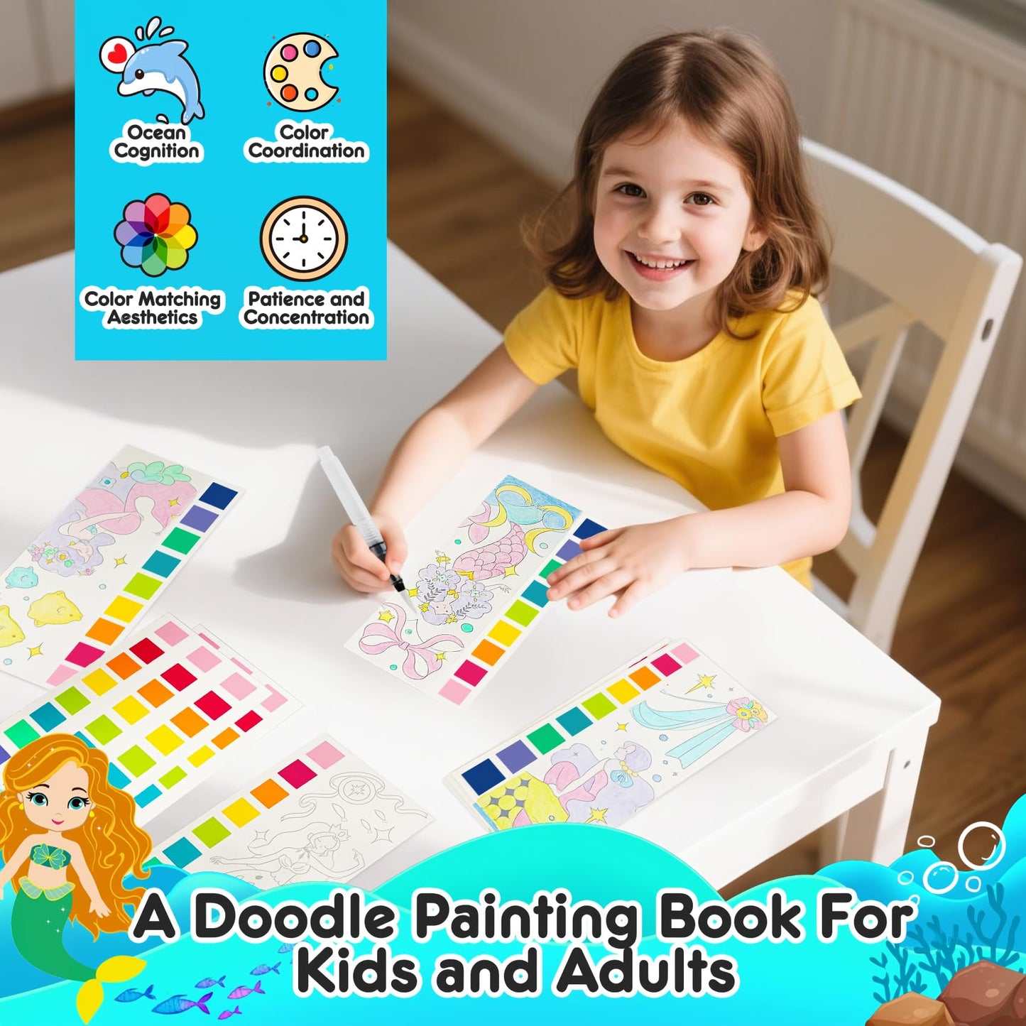 ROOCHKD Watercolor Pocket Bookset for Kids – Mess-Free Travel Painting