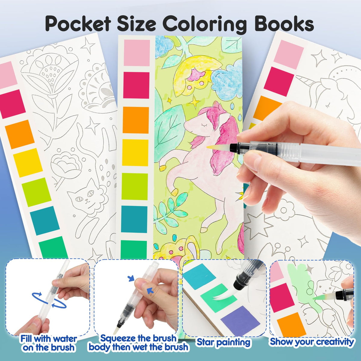 ROOCHKD Watercolor Bookmarks: Pocket Paint Set for Kids, Mess-Free & Travel-Ready