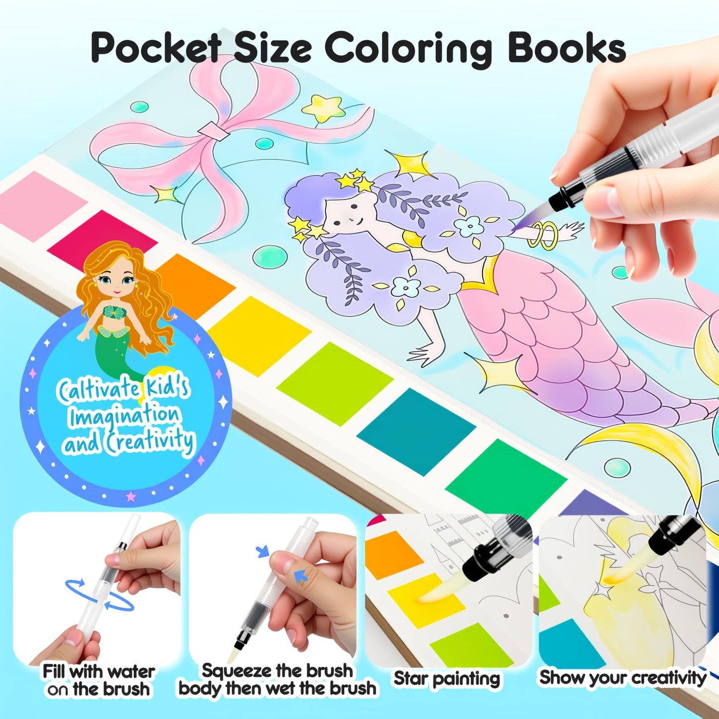 ROOCHKD Watercolor Pocket Bookset for Kids – Mess-Free Travel Painting