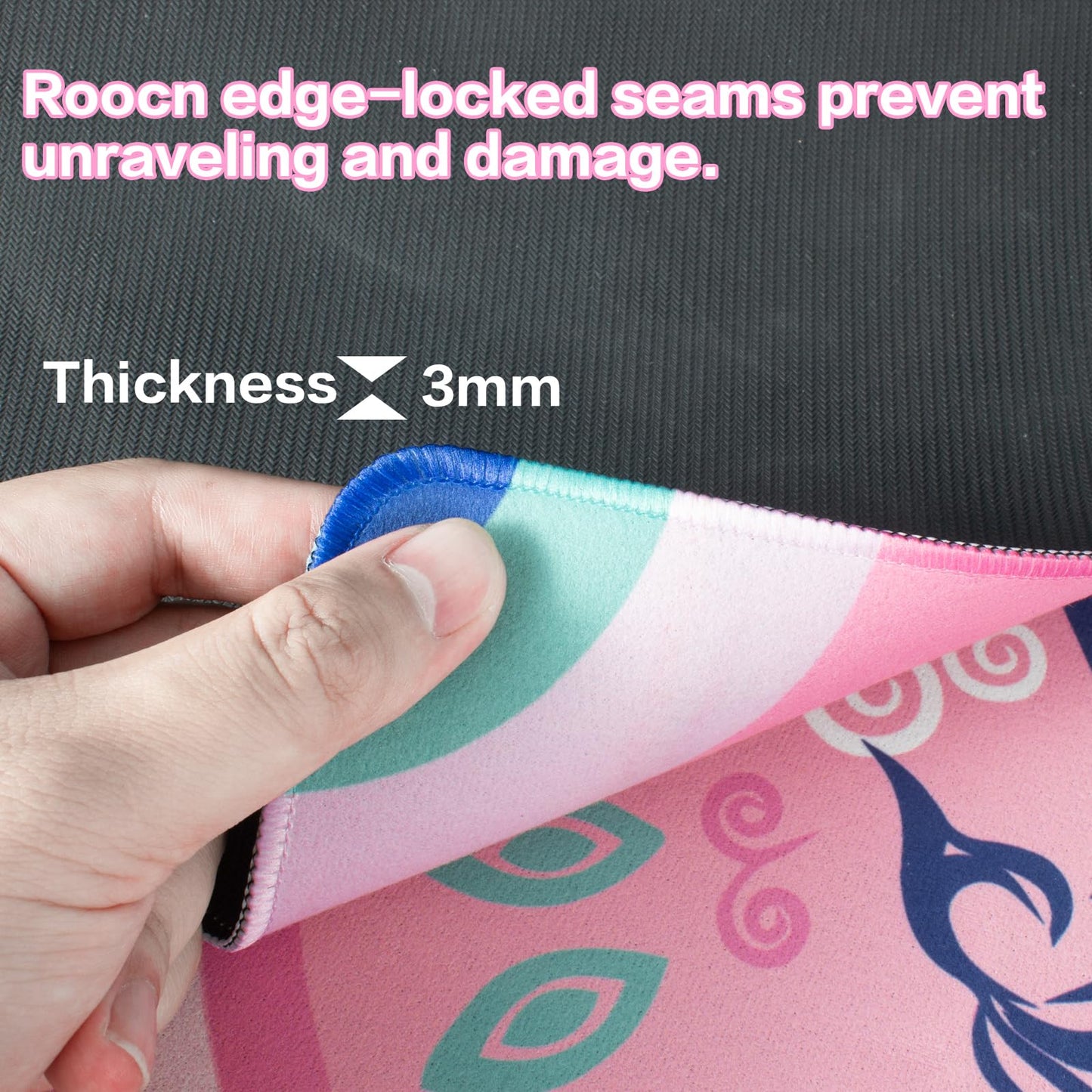 Roocn 2026 Mahjong Mat 31.5 x 31.5 in | Non-Slip, Noise-Reducing, Waterproof Surface | Pink Peacock Design