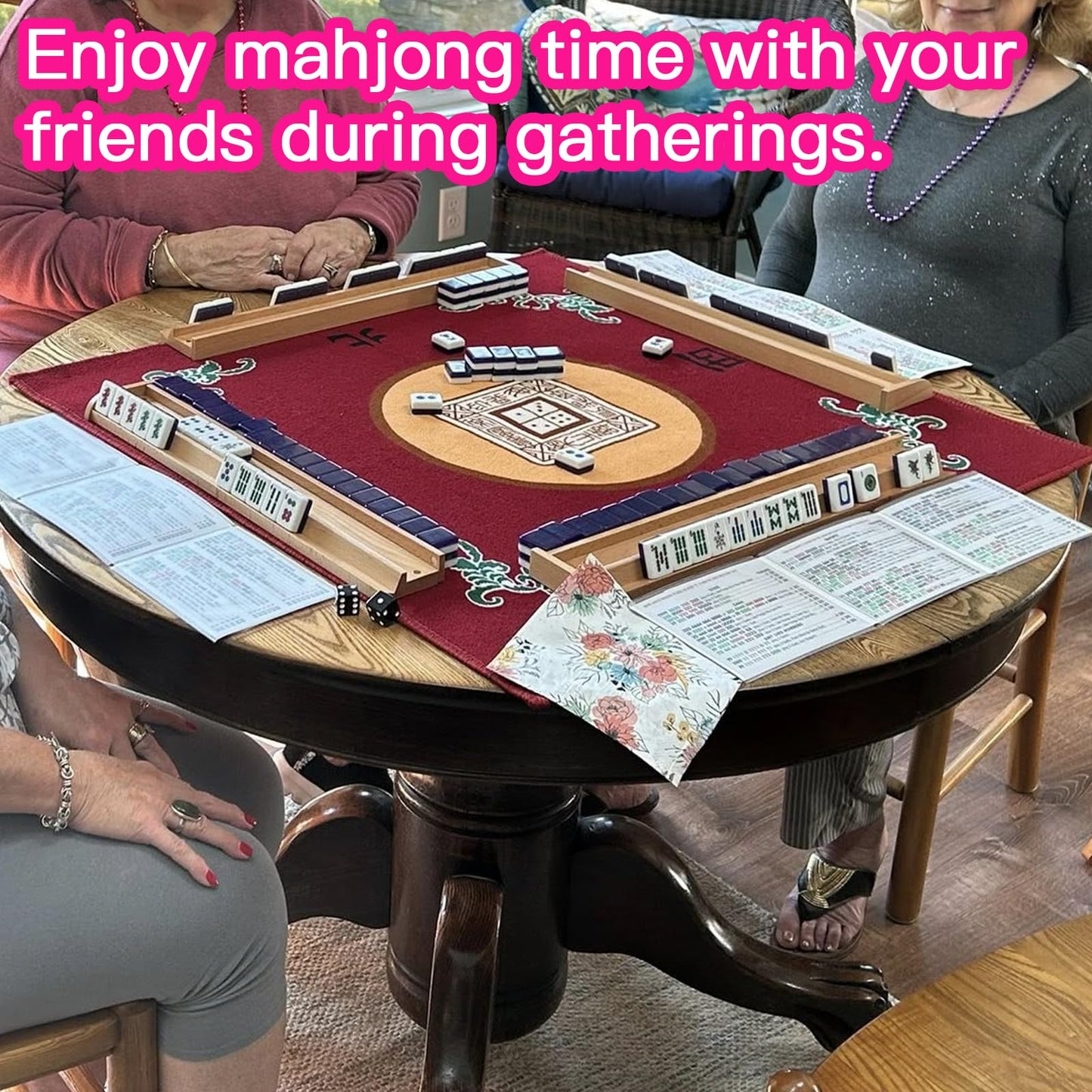 Roocn 2025 American Mahjong Rule Cards — Large Pink Guides (Set of 4)