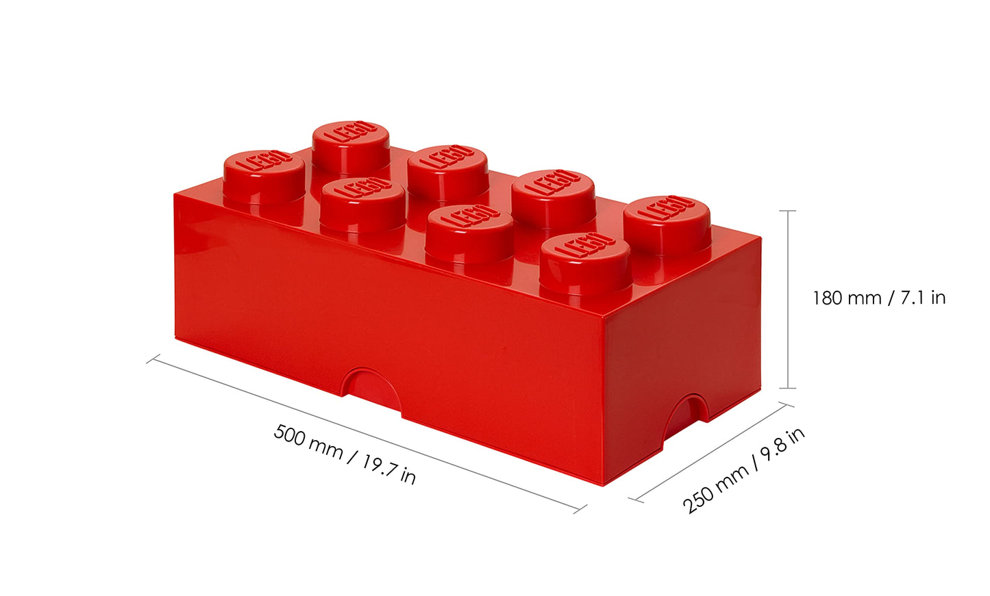 Room Copenhagen LEGO Brick Box Stackable Storage Containers – Brick 8, Bright Red, 19.69 x 9.84 x 7.09 in