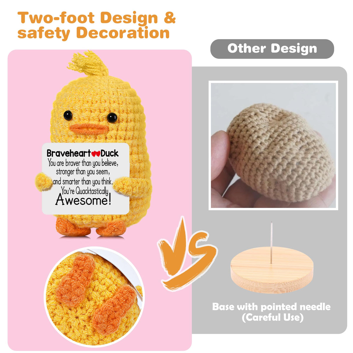 RoomyRoc Valentines Inspirational Gifts for Women – Positive Crochet Duck