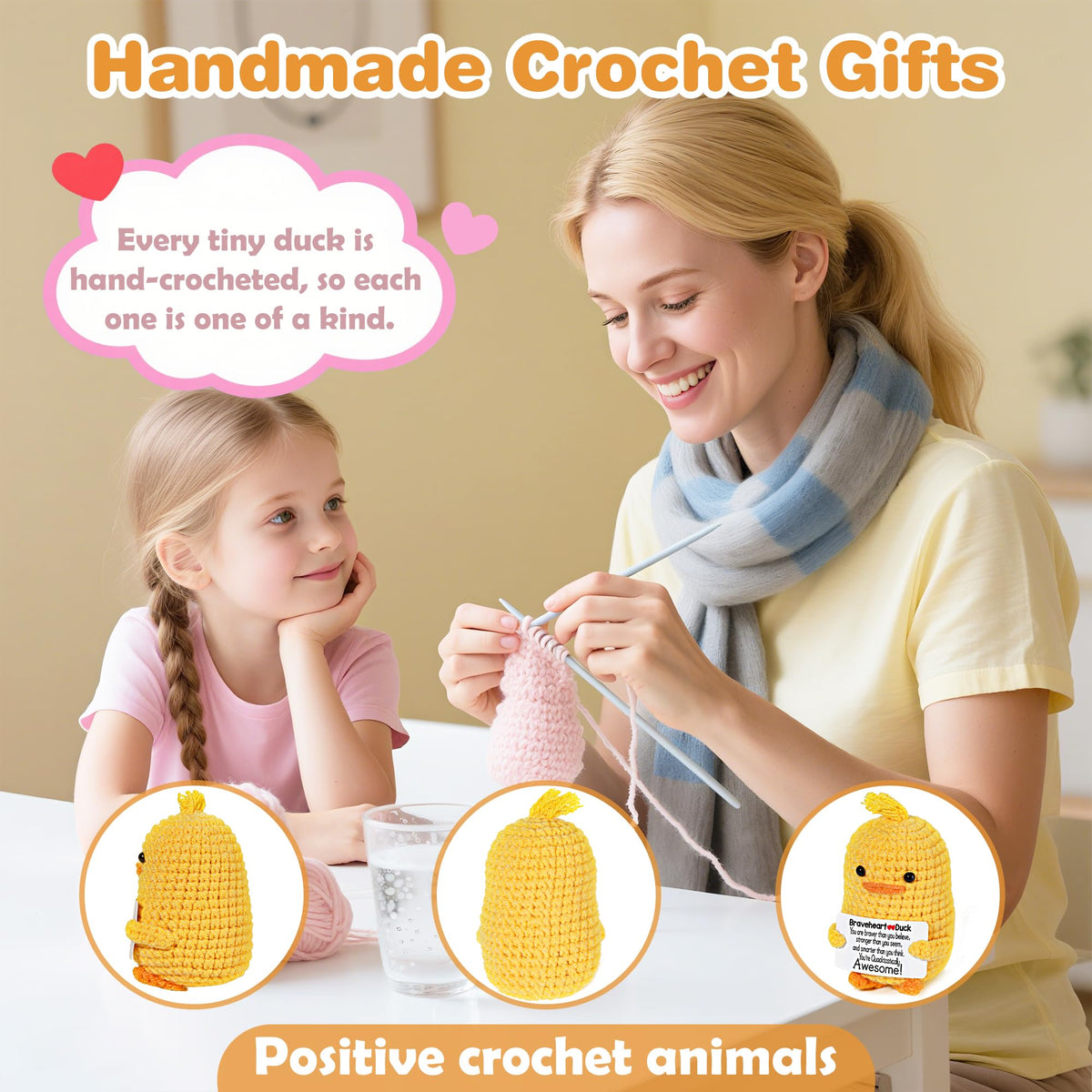 RoomyRoc Valentines Inspirational Gifts for Women – Positive Crochet Duck