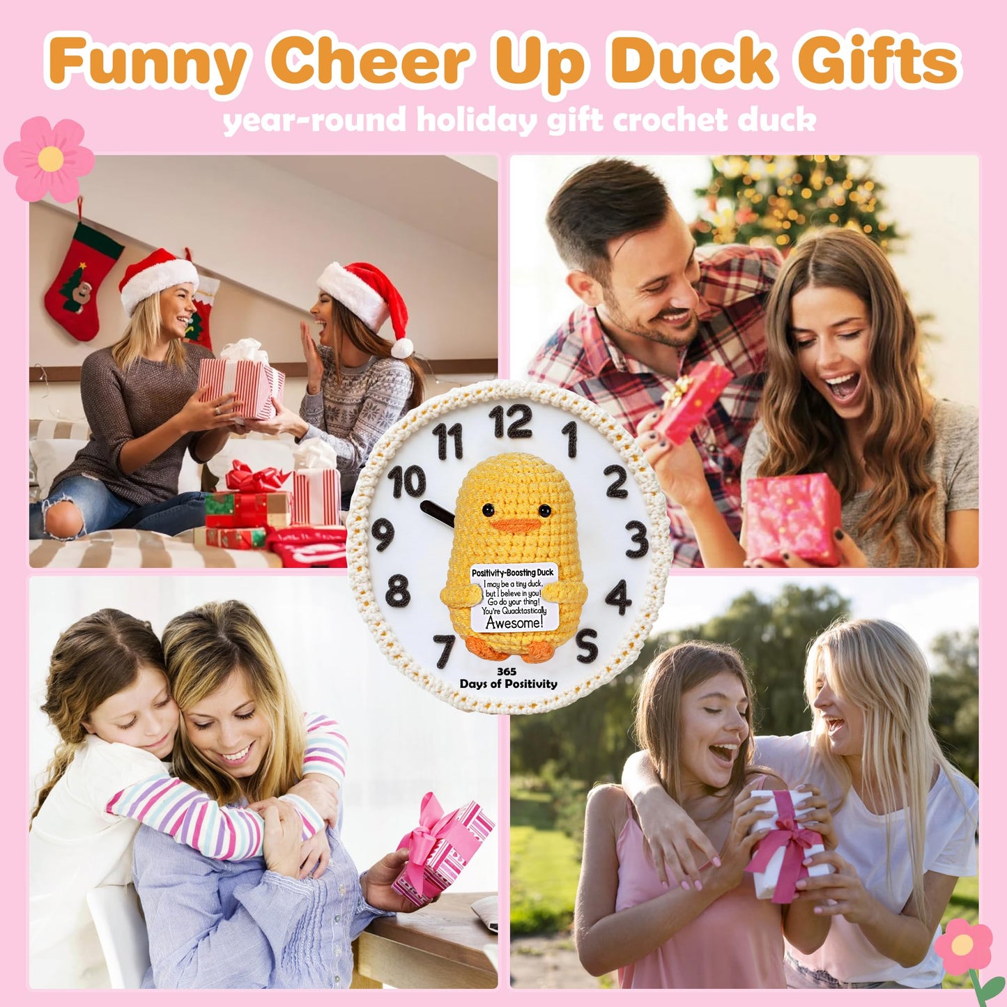 RoomyRoc Positive Affirmation Crochet Duck – Handmade Desk Decor & Mood-Boosting Toy