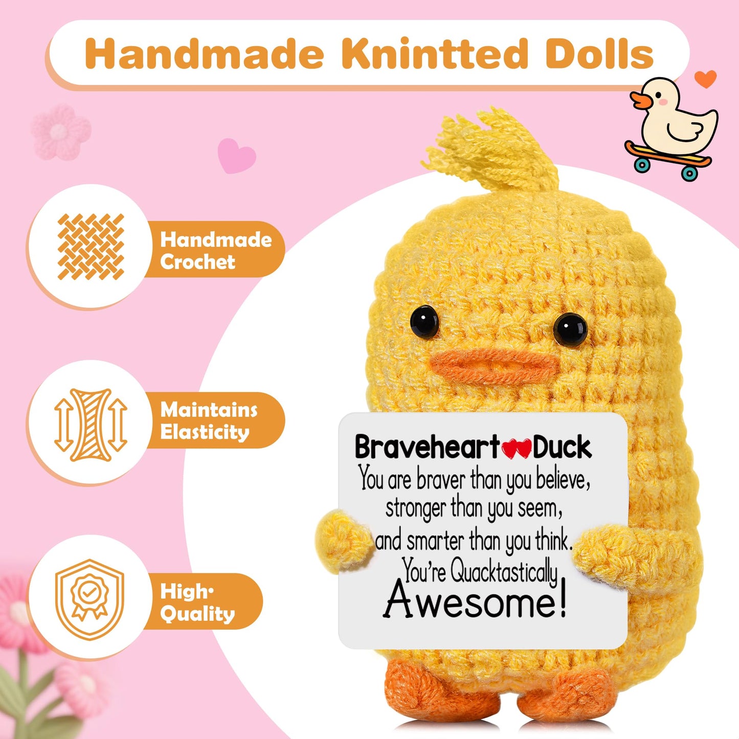 RoomyRoc Valentines Inspirational Gifts for Women – Positive Crochet Duck
