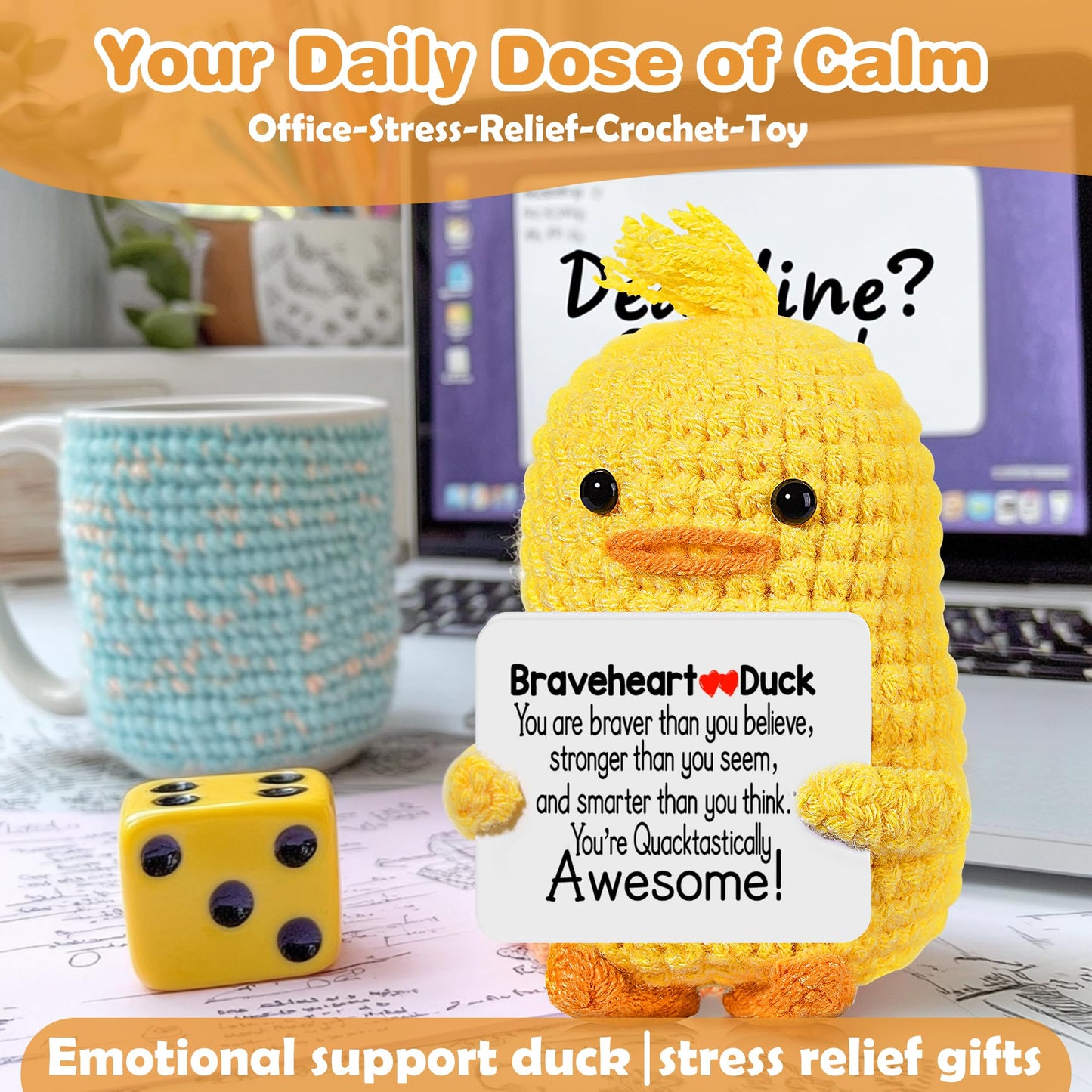 RoomyRoc Valentines Inspirational Gifts for Women – Positive Crochet Duck