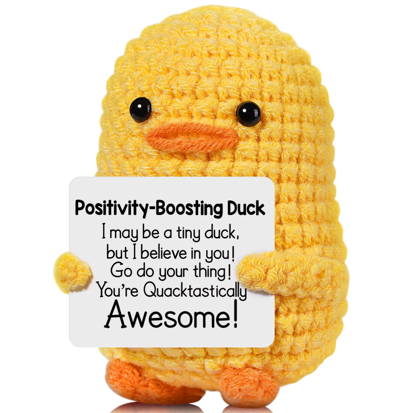 RoomyRoc Positive Affirmation Crochet Duck – Handmade Desk Decor & Mood-Boosting Toy