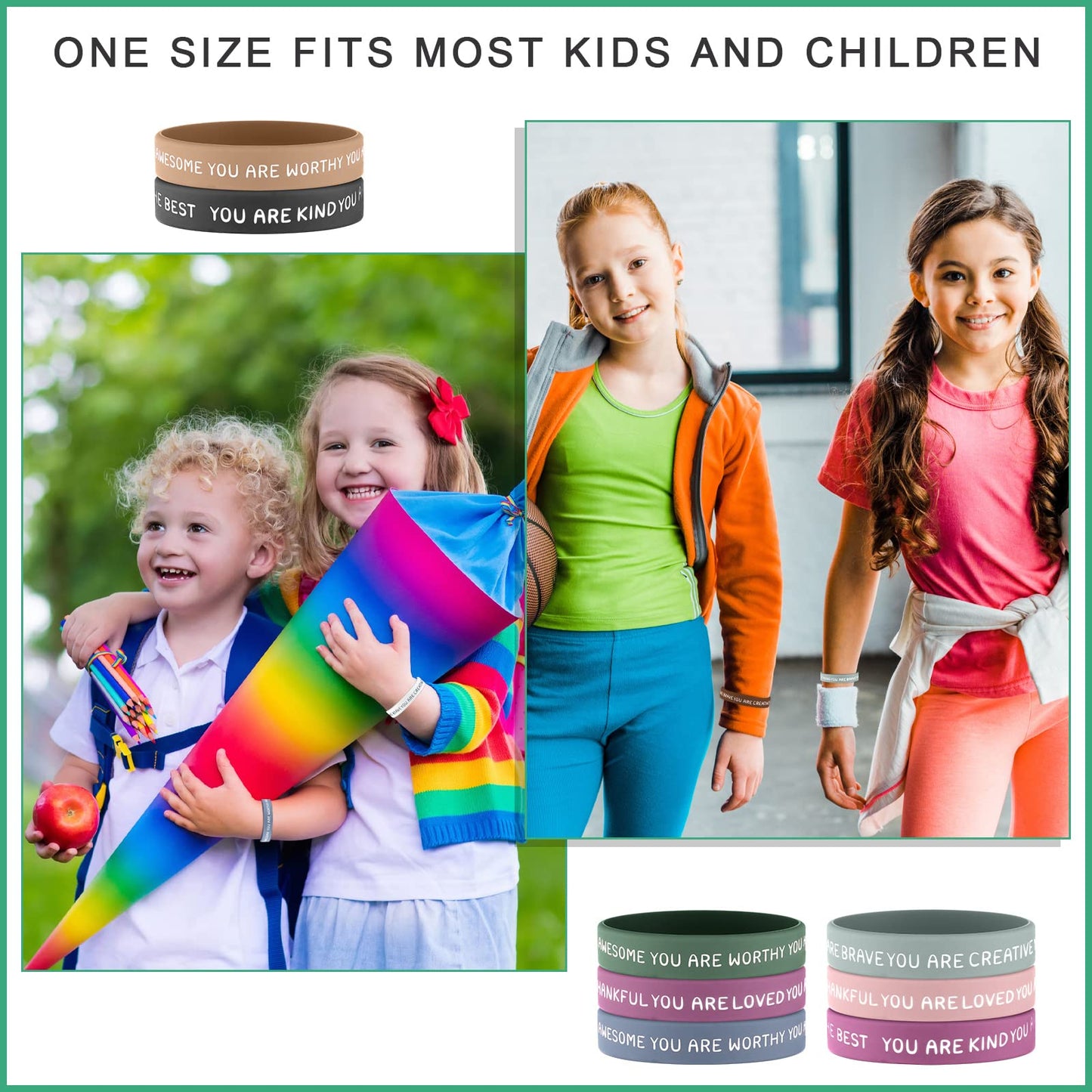 Roowest 120 Pcs Motivational Wristbands Bulk for Students – 12 Styles Inspirational Silicone Bracelets
