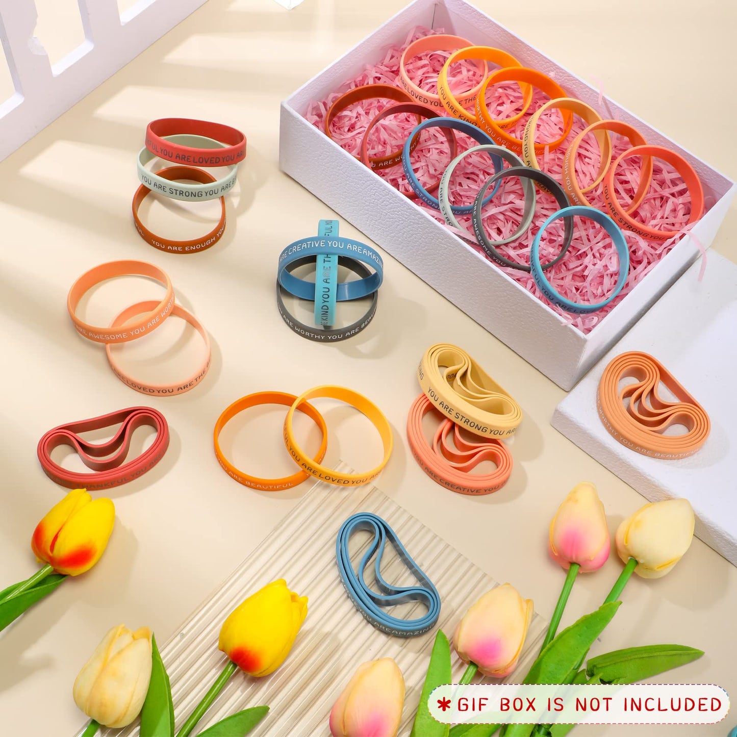 Roowest 120 Pcs Motivational Wristbands – Kids Silicone Bracelets