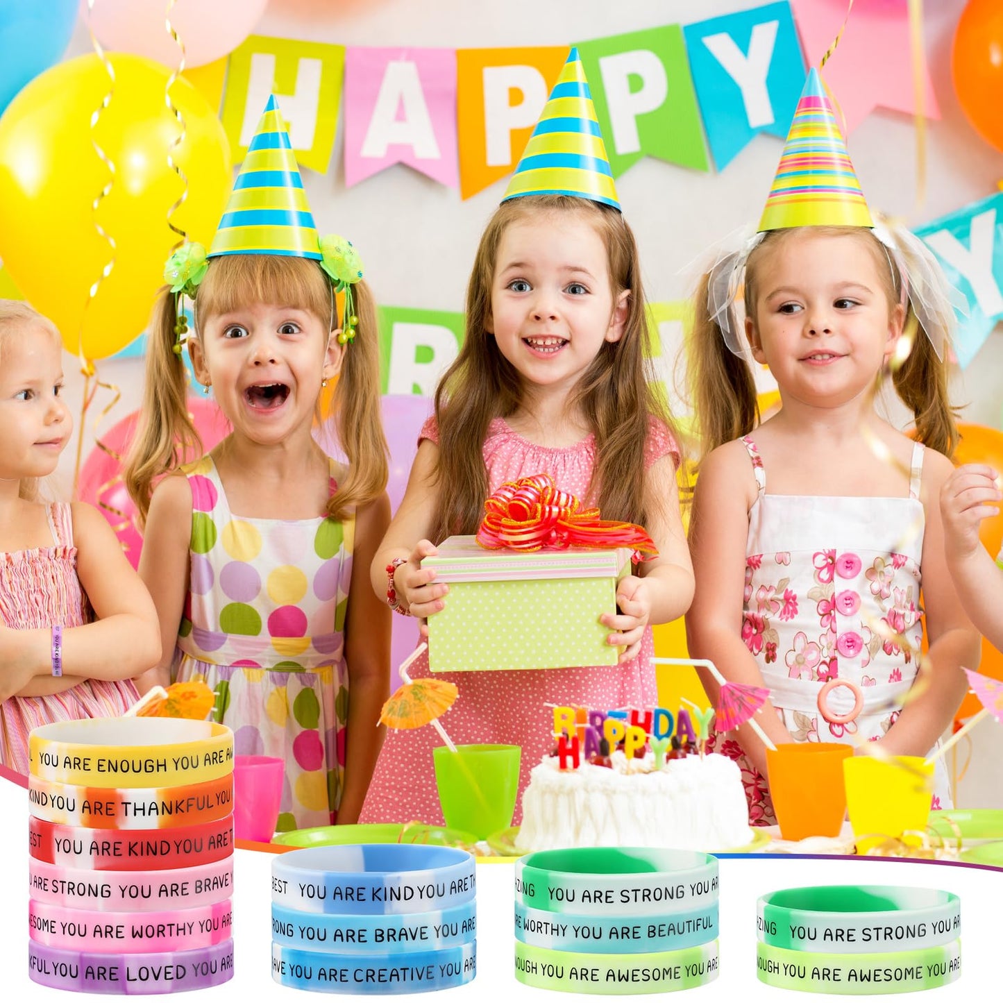 Roowest 120 Pcs Motivational Silicone Wristbands – Gradient Color Inspirational Bracelets for Students, Gifts & Prizes