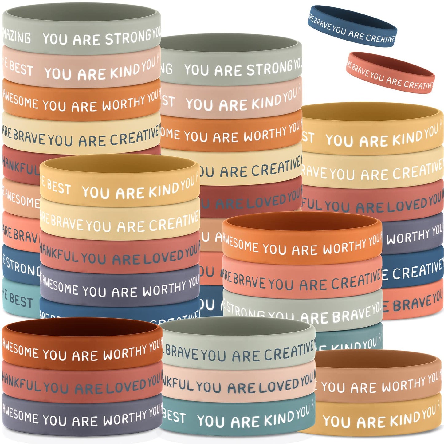 Roowest 120 Pcs Motivational Wristbands – Kids Silicone Bracelets