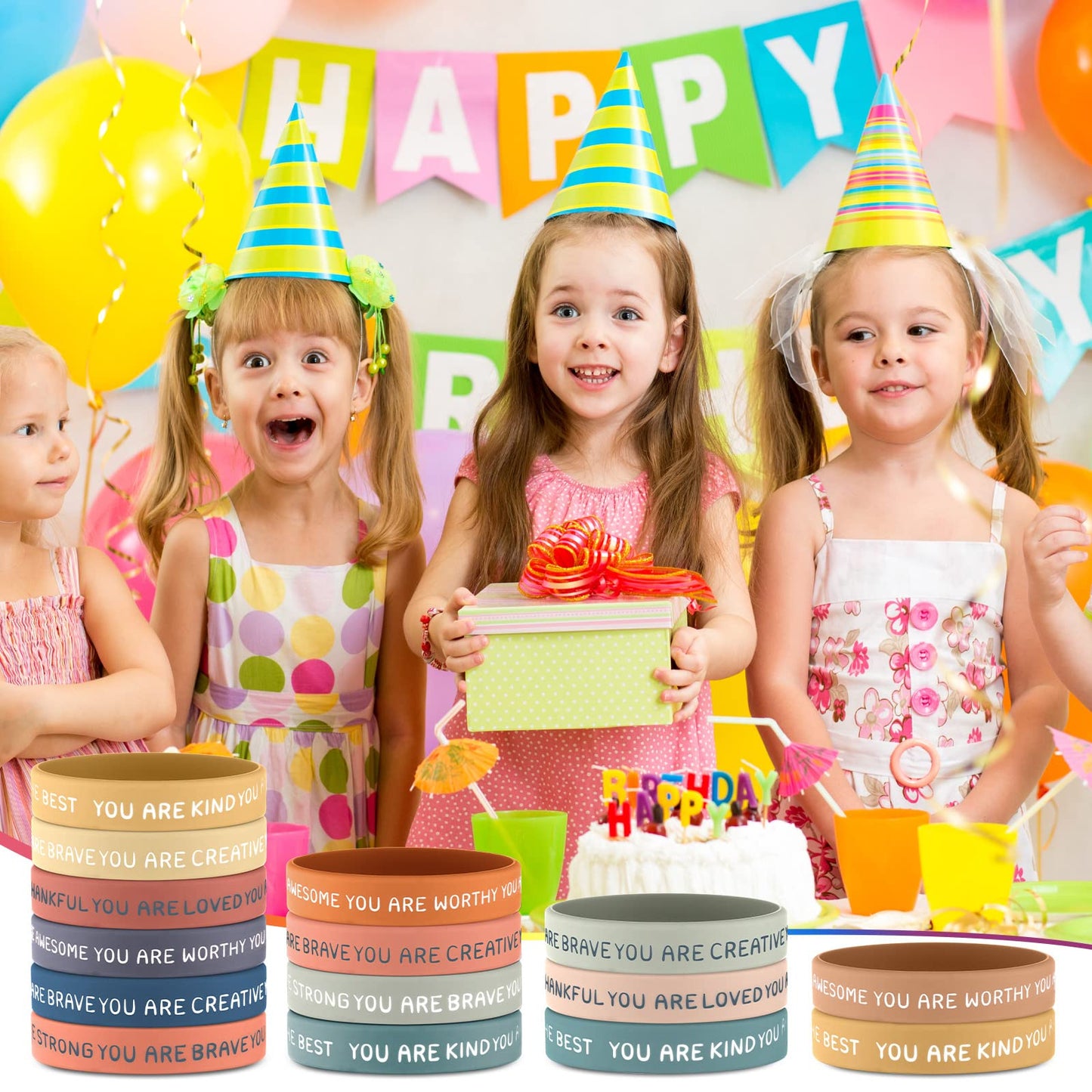 Roowest 120 Pcs Motivational Wristbands – Kids Silicone Bracelets