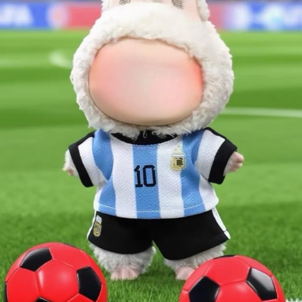 Roozxbscen Labubu 2-Piece Soccer Outfit for 17cm Dolls – Breathable Jersey & Shorts