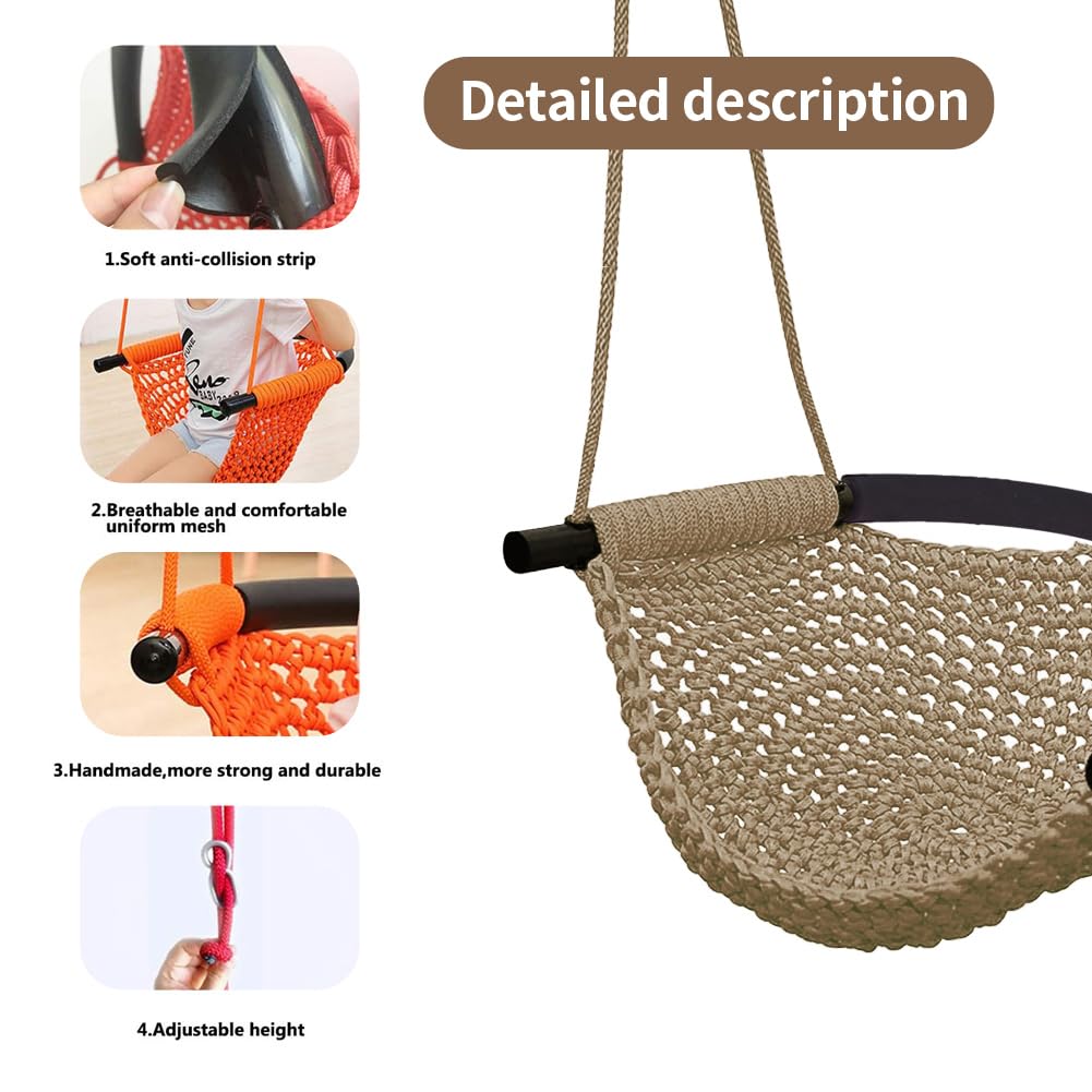 ROPECUBE Hand-Knitting Toddler Swing – Adjustable Rope Seat for Indoor & Outdoor Play