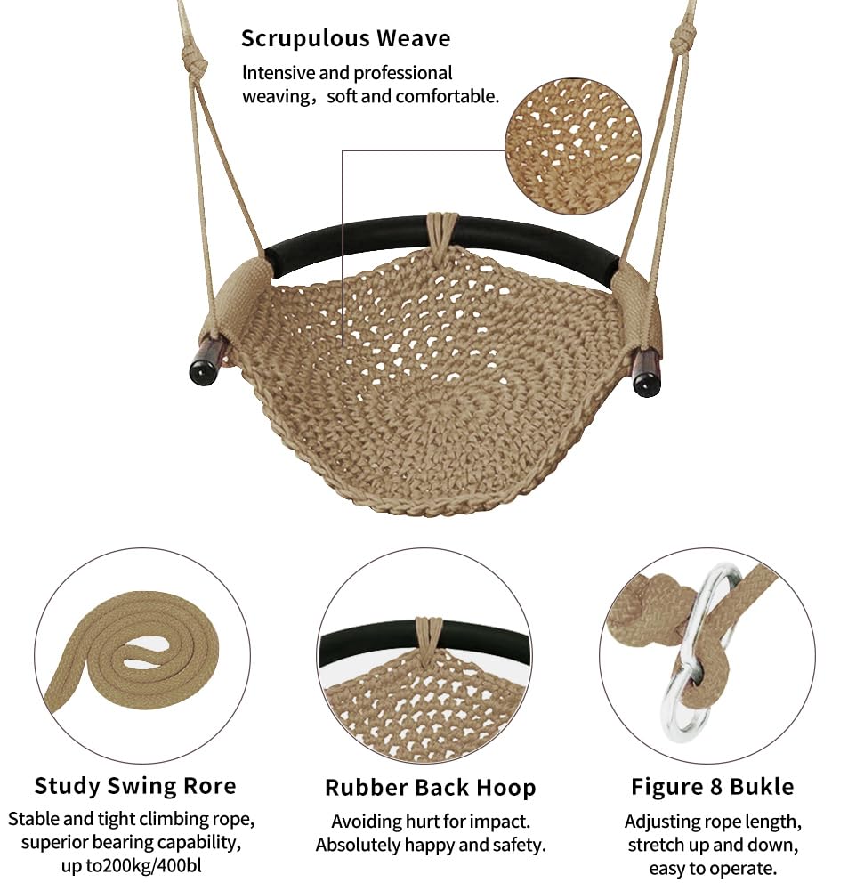 ROPECUBE Hand-Knitting Toddler Swing – Adjustable Rope Seat for Indoor & Outdoor Play