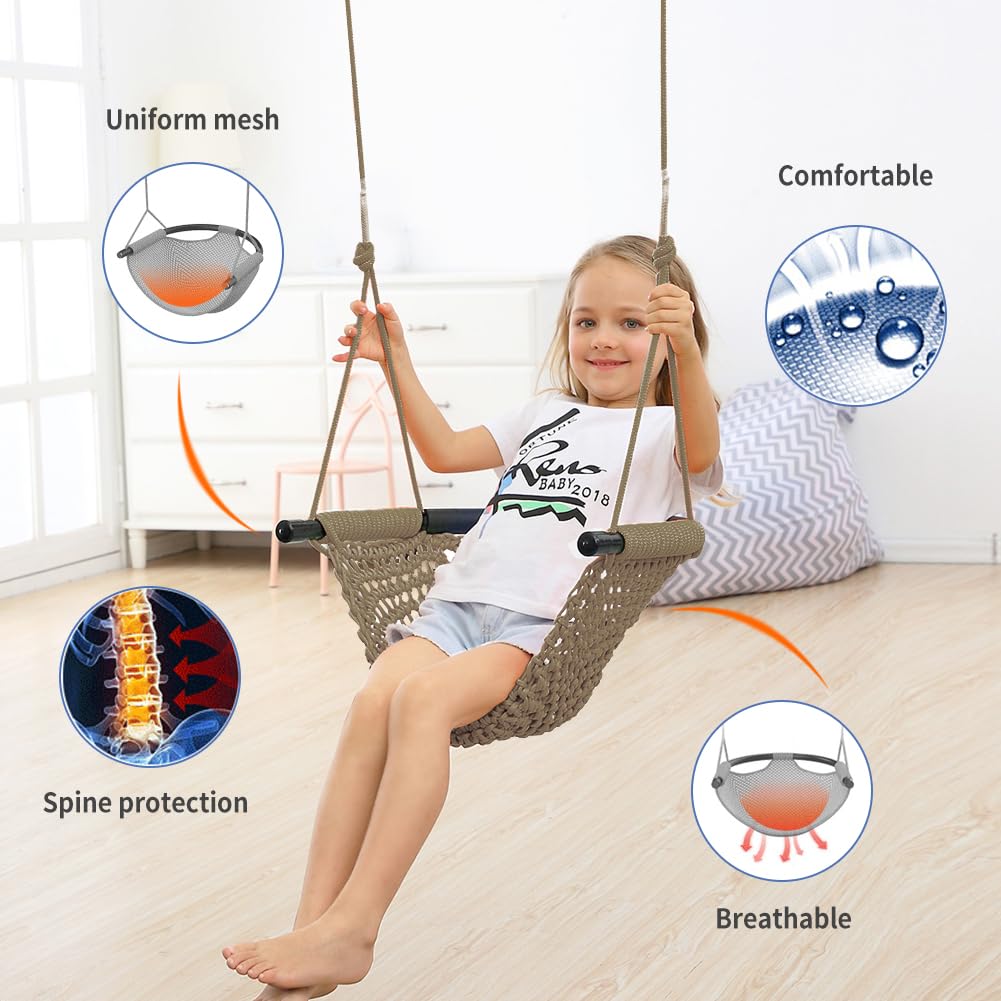 ROPECUBE Hand-Knitting Toddler Swing – Adjustable Rope Seat for Indoor & Outdoor Play