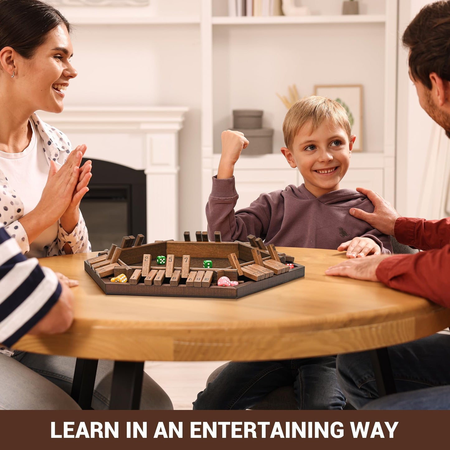 ropoda 6-Way Shut The Box Game – Upgraded Wooden Dice Game for 1-6 Players | Family Night Fun