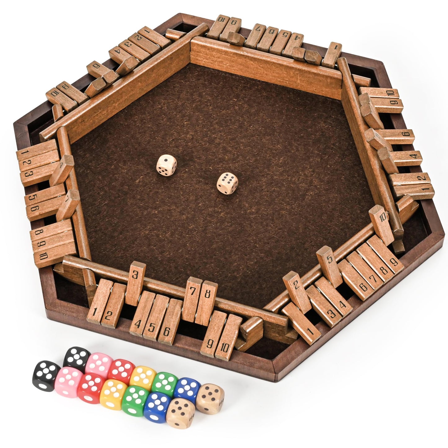 ropoda 6-Way Shut The Box Game – Upgraded Wooden Dice Game for 1-6 Players | Family Night Fun