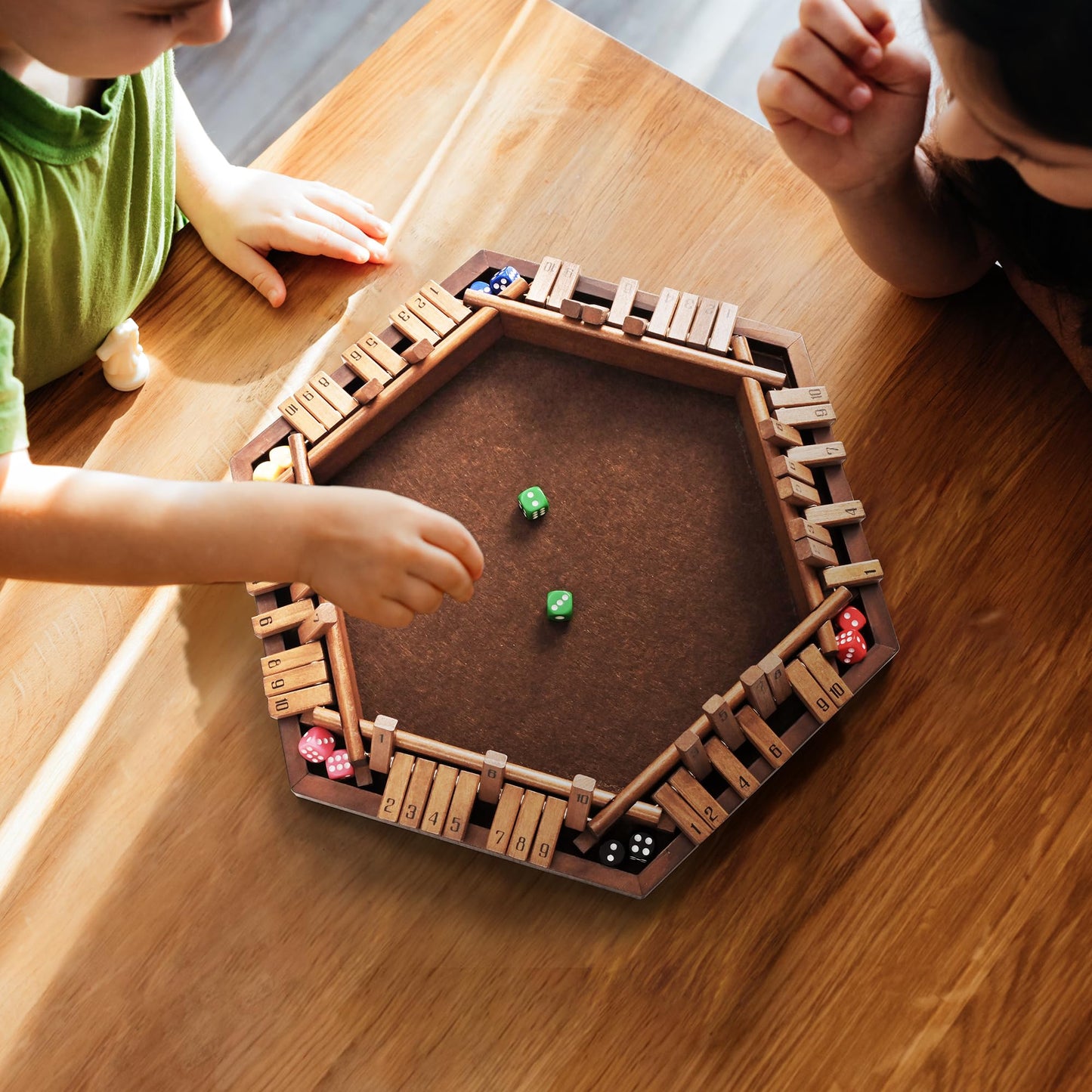 ropoda 6-Way Shut The Box Game – Upgraded Wooden Dice Game for 1-6 Players | Family Night Fun