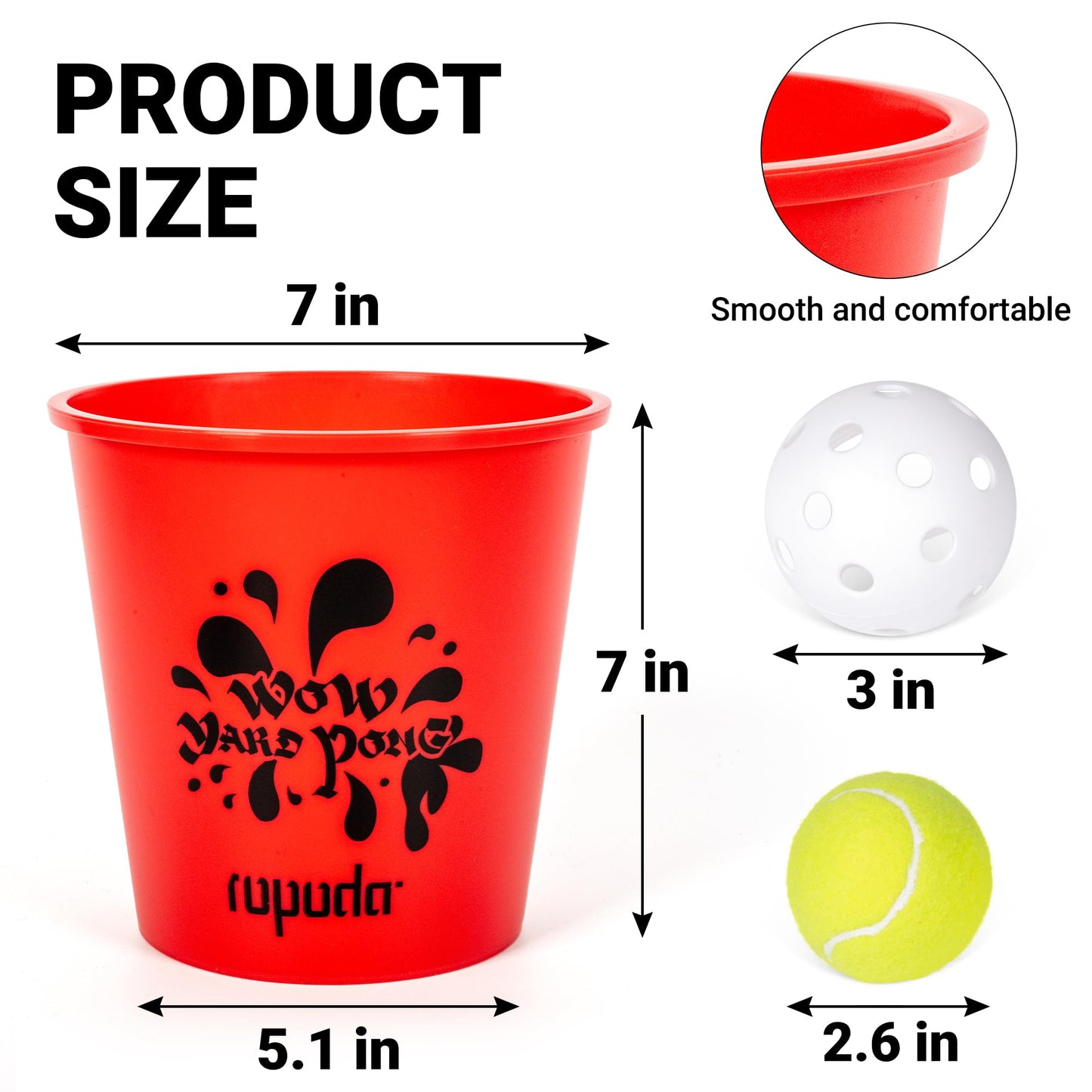 ROPODA Giant Yard Pong – Glow in the Dark Outdoor Game (Red XL / Green) with Carry Bag