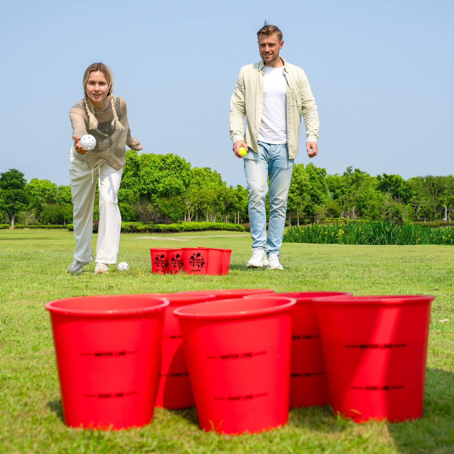 ROPODA Giant Yard Pong – Glow in the Dark Outdoor Game (Red XL / Green) with Carry Bag