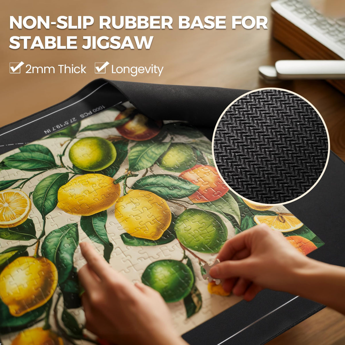 ropoda 1500-Piece Puzzle Mat Roll Up – 46 x 26 in, 4 Large Sorting Trays, Travel Bag, Portable Puzzle Keeper (Black)