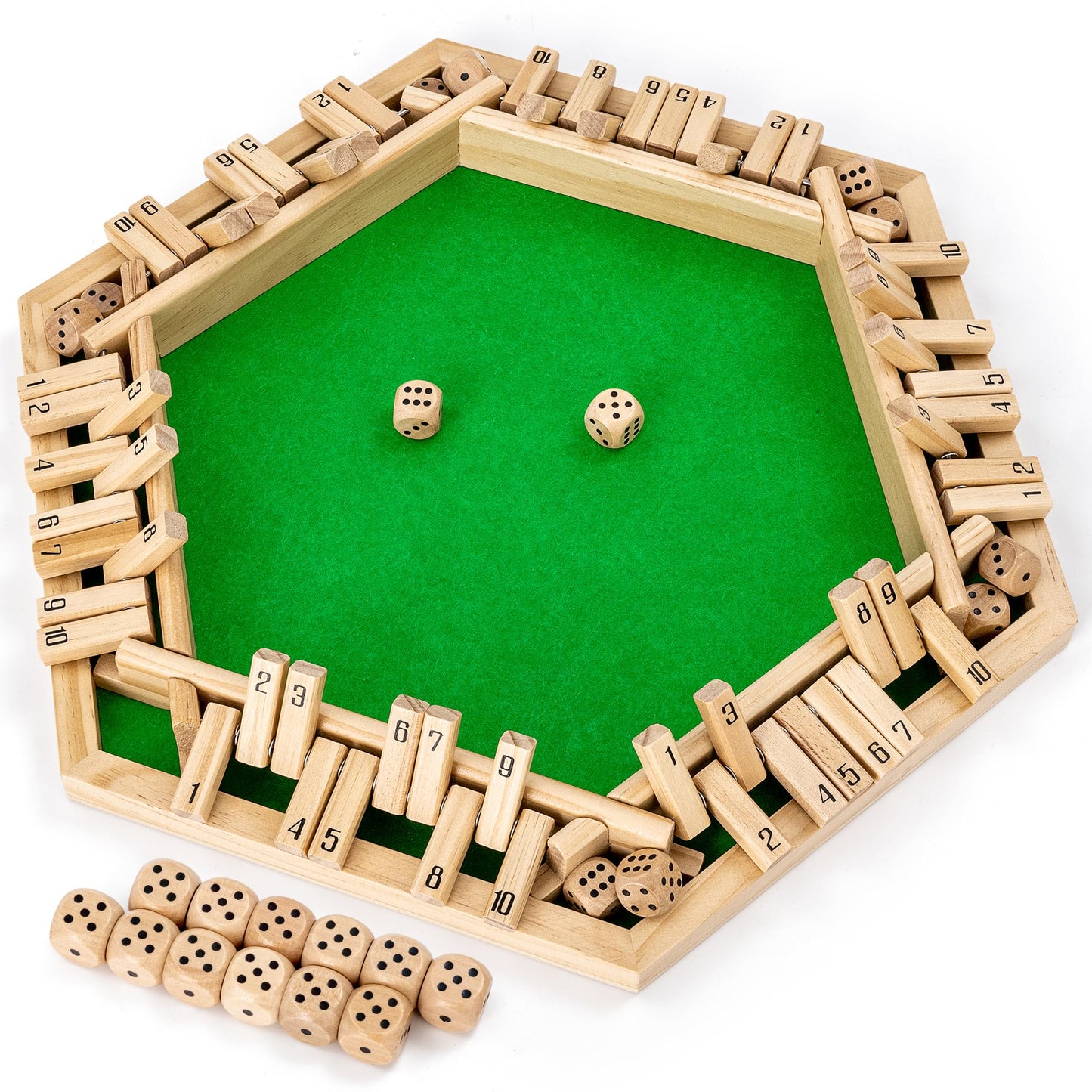 ropoda Shut The Box Game – Upgraded Wooden Dice Game for 1-6 Players, Family Fun