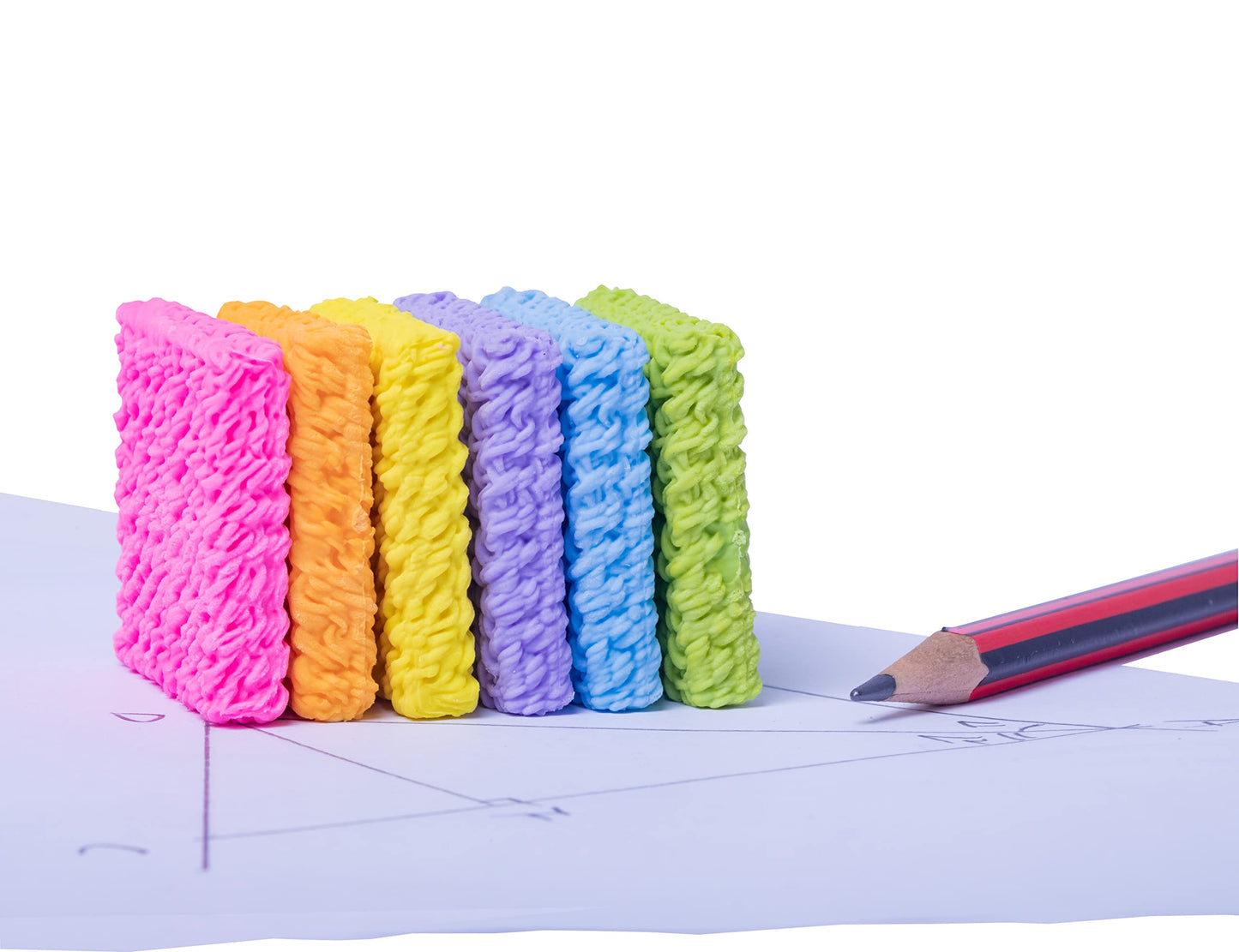ROPTO 16 PCS Spicy Ramen Noodles Erasers – Colorful Mini Food Erasers for Kids, Bulk Classroom Gifts