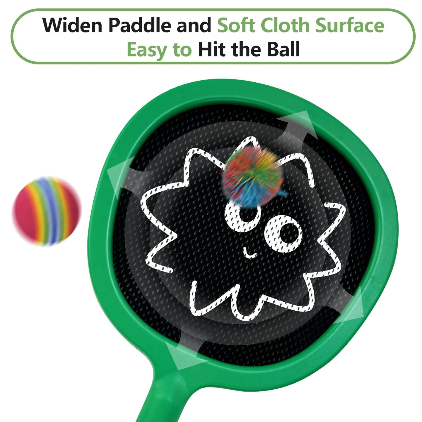RORLAND Racquet Paddle Bouncy Ball Play Set – Indoor & Outdoor Family Games (4 Balls Included)