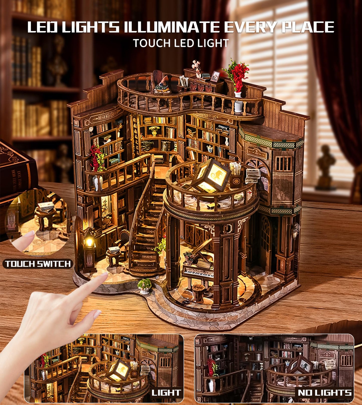 Roroom DIY Miniature House Kit – Dreamy Book Hall Nook with LED Light | Creative Gift for Teens & Book Lovers