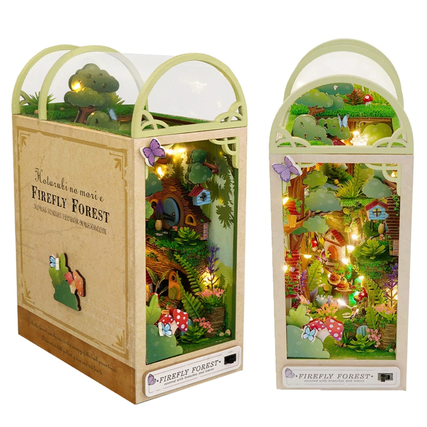 Roroom DIY Book Nook Kit — Firefly Forest TC35 | 3D Wooden Dollhouse Shelf Insert