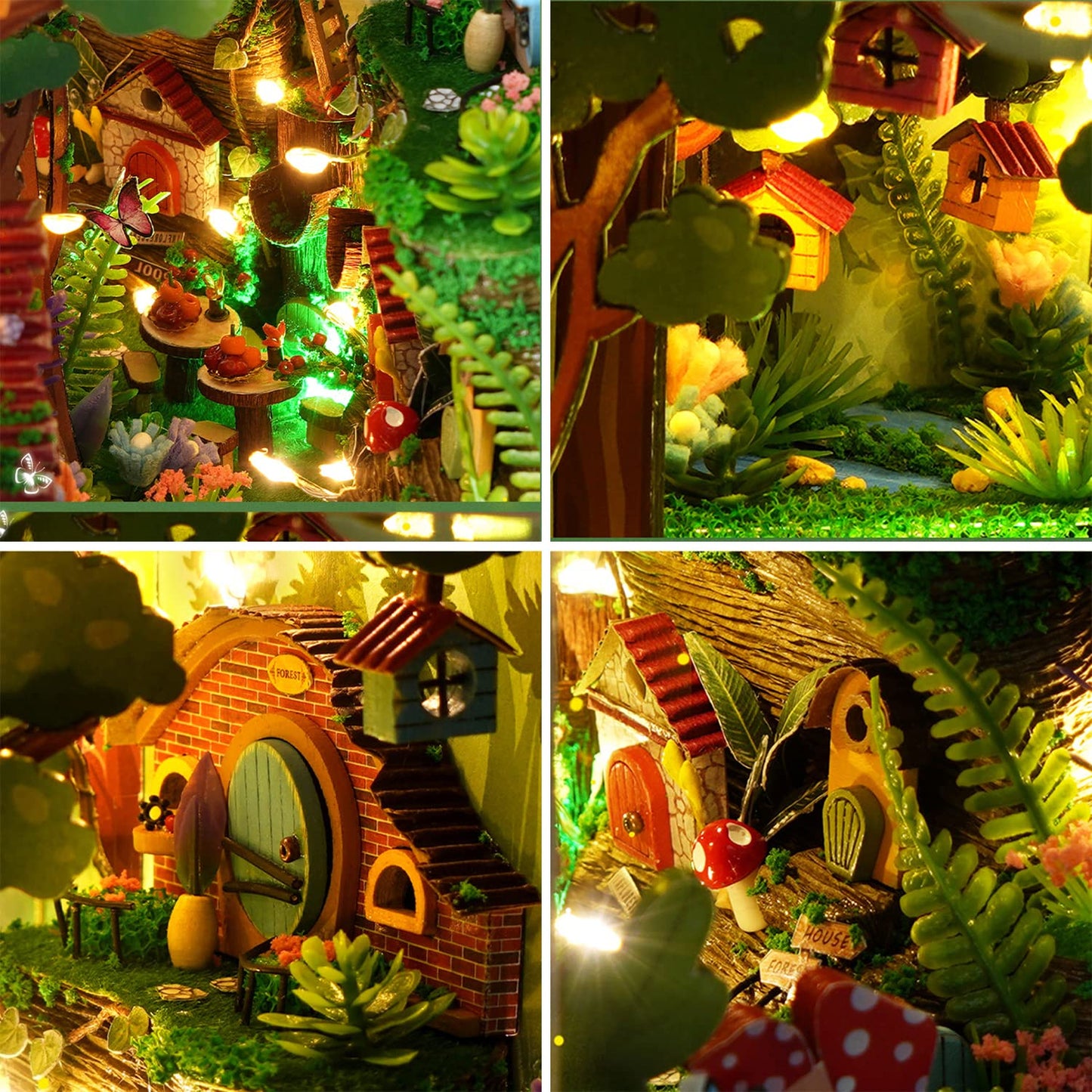 Roroom DIY Book Nook Kit — Firefly Forest TC35 | 3D Wooden Dollhouse Shelf Insert