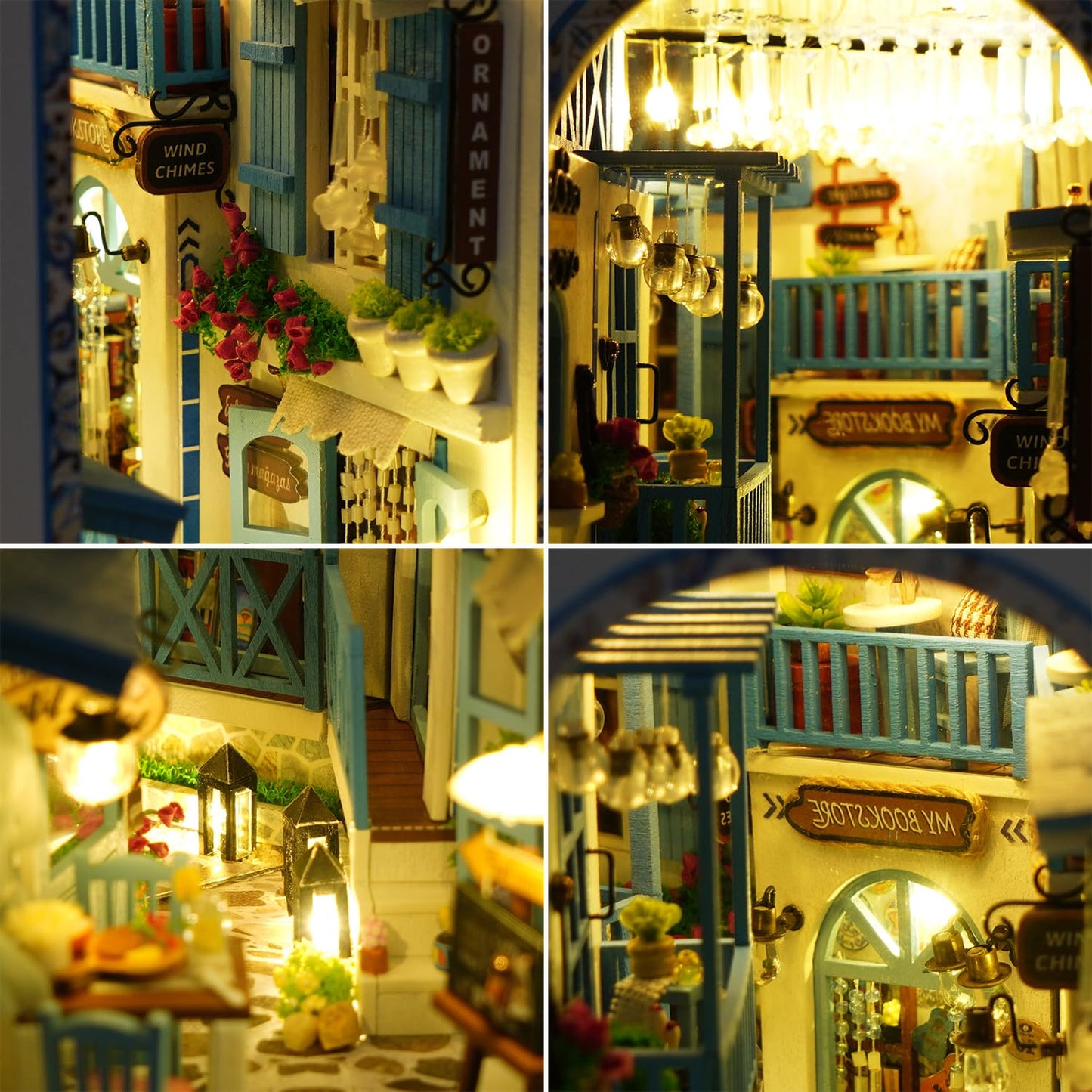 Roroom DIY Book Nook Kit Sea Breeze TC18 | 3D Wooden Dollhouse Shelf Decor & Bookend
