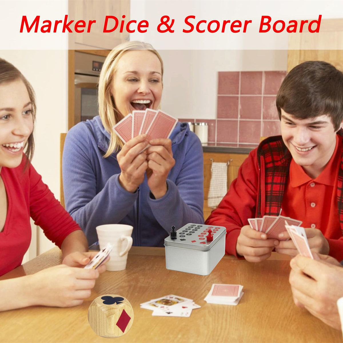 RORTUSAT Euchre Marker Dice Cube & Scoreboard, 2-In – Magnetic Scoreboard