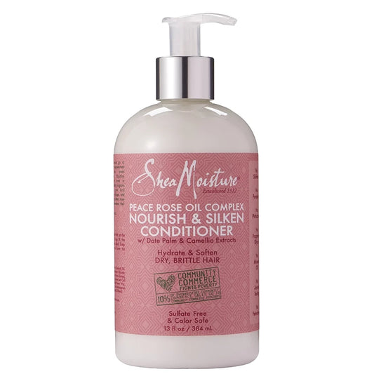 Shea Moisture Peace Rose Oil Complex Nourish & Silken Conditioner 13 oz / 384 ml - For Dry, Dull Hair & Luminous Shine