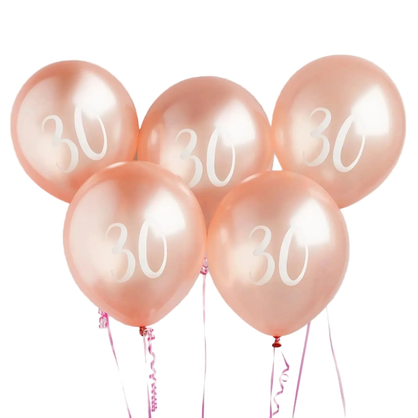 Hootyballoo 5 Pack Rose Gold Number '30' Balloons Birthday Party Decorations