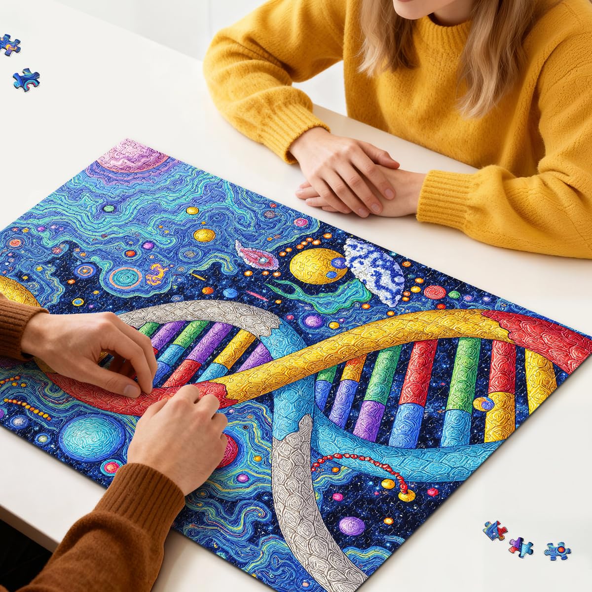 ROSE RAIN Premium 500-Piece Jigsaw Puzzle – Letters on Back, Thick HD Board, DNA Helix in Space