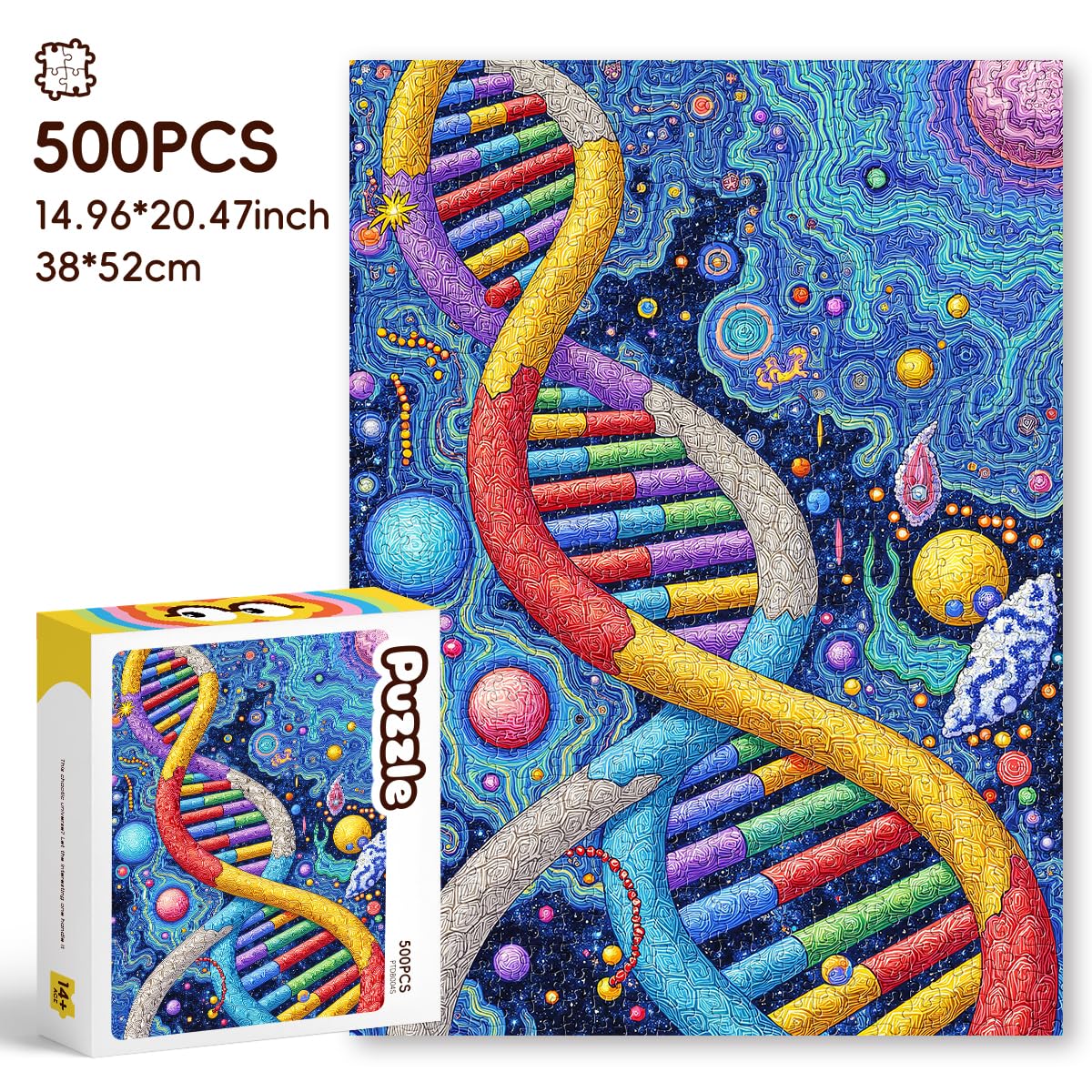 ROSE RAIN Premium 500-Piece Jigsaw Puzzle – Letters on Back, Thick HD Board, DNA Helix in Space