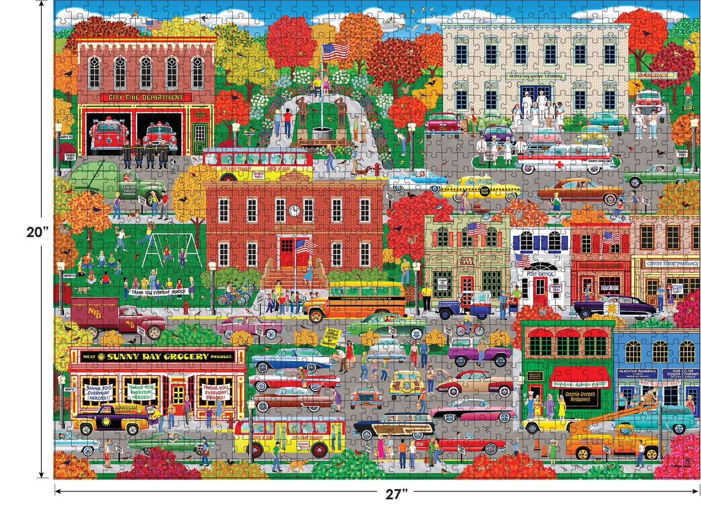 RoseArt Home Country Everyday Heroes 1000-Piece Jigsaw Puzzle for Adults